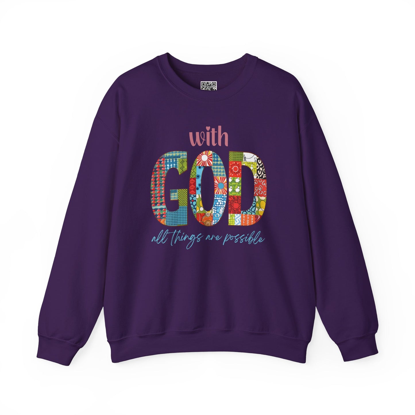 With God all Things are Possible Unisex Heavy Blend Crewneck Sweatshirt, Christian Merch, Christian Streetwear, Ministry Shirt, Faith Based Shirt, Jesus Apparel
