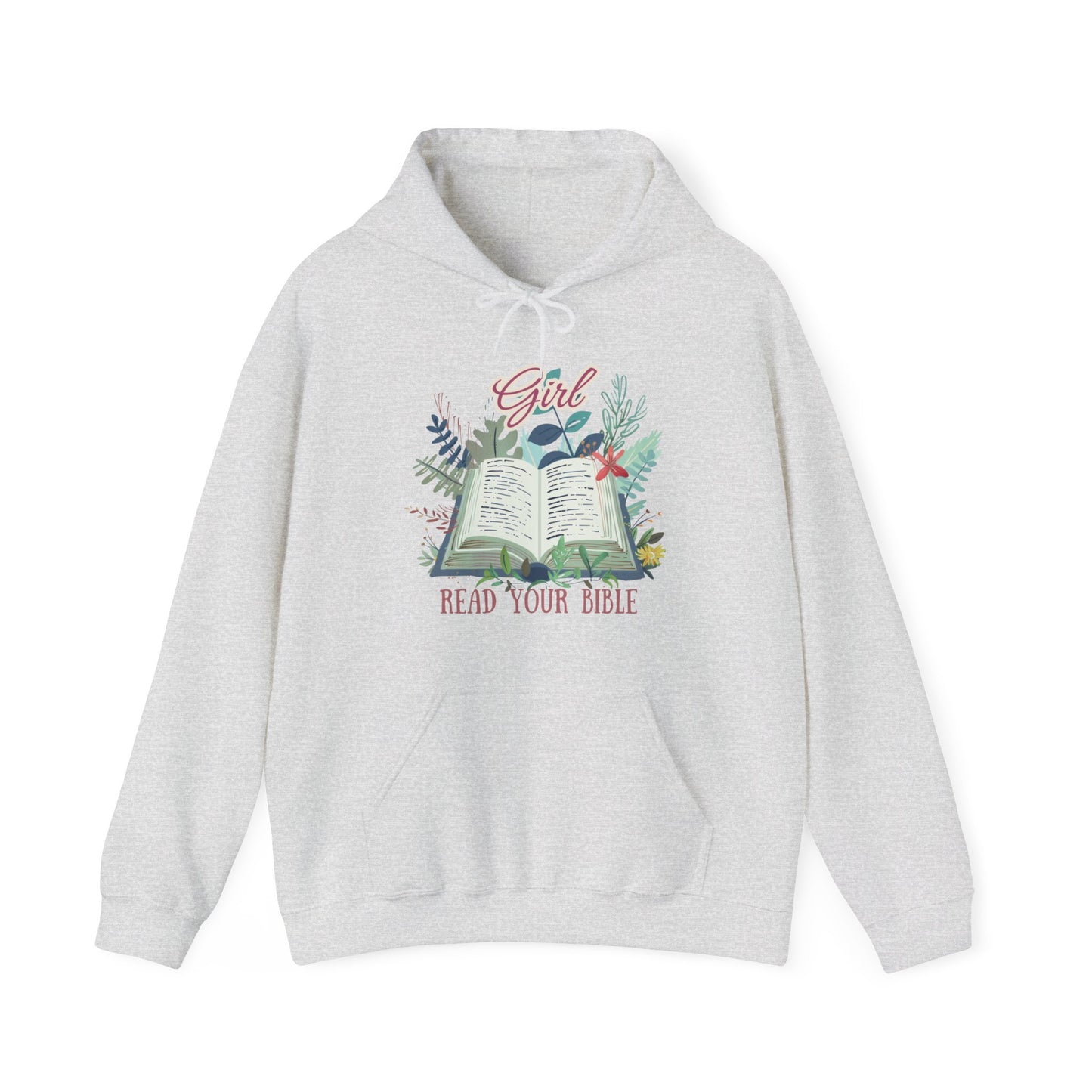Girl Read your Bible Unisex Heavy Blend™ Hooded Sweatshirt, Christian Merch, Christian Streetwear, Ministry Shirt, Faith Based Shirt, Praise Hoodie