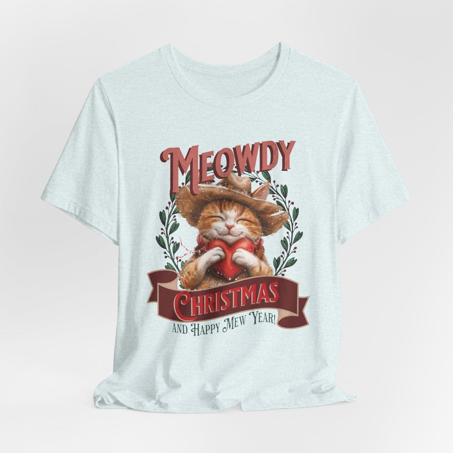 Meowdy Christmas Cat Unisex Jersey Short Sleeve Tee, Cat Themed Gifts, Funny Cat Shirt, Calico Cat T-Shirt, Cat Mom Tee, Calico Cat Gifts