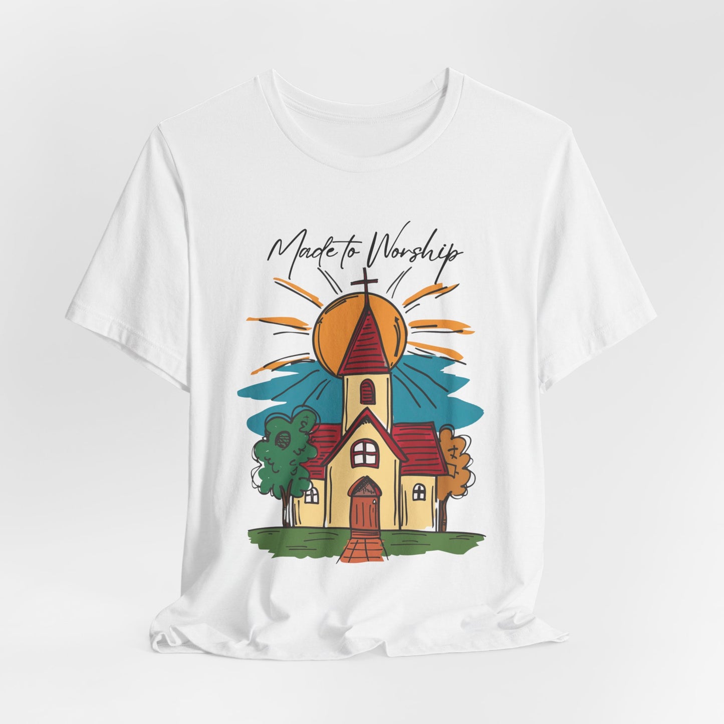 Made to Worship T-shirt - Unisex Jersey Short Sleeve Tee, Christian Merch, Christian Streetwear, Faith Based Shirt, Christian Apparel, Christian Shirts