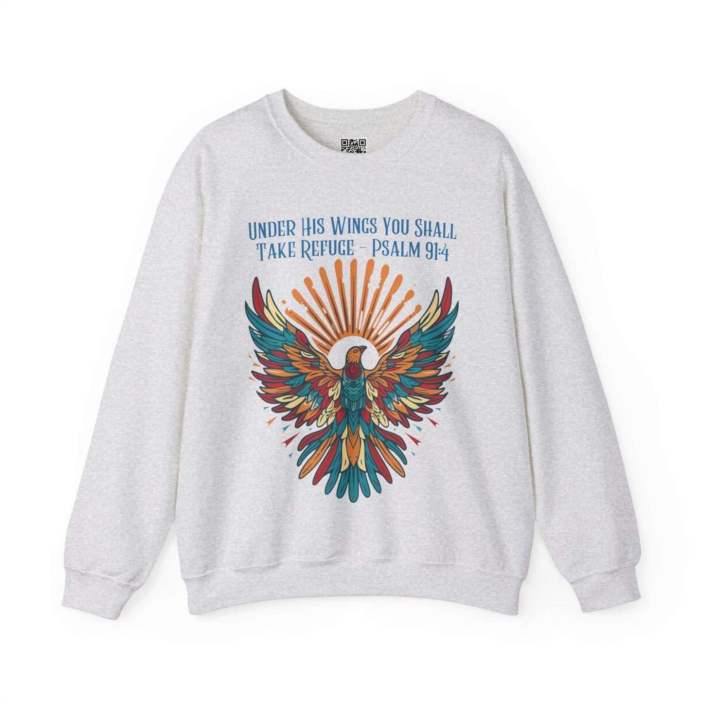 Under His Wings You Shall Take Refuge Unisex Heavy Blend Crewneck Sweatshirt, Christian Merch, Christian Streetwear, Ministry Shirt, Faith Based Shirt, Jesus Apparel
