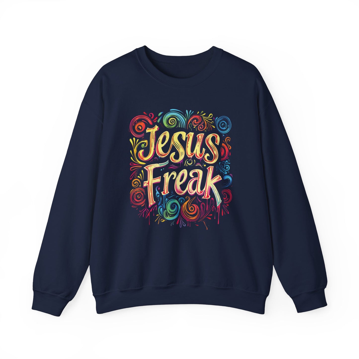 Jesus Freak Unisex Heavy Blend™ Crewneck Sweatshirt, Christian Merch, Christian Streetwear, Ministry Shirt, Jesus Apparel, Religious Tee, Gift for Church Friend