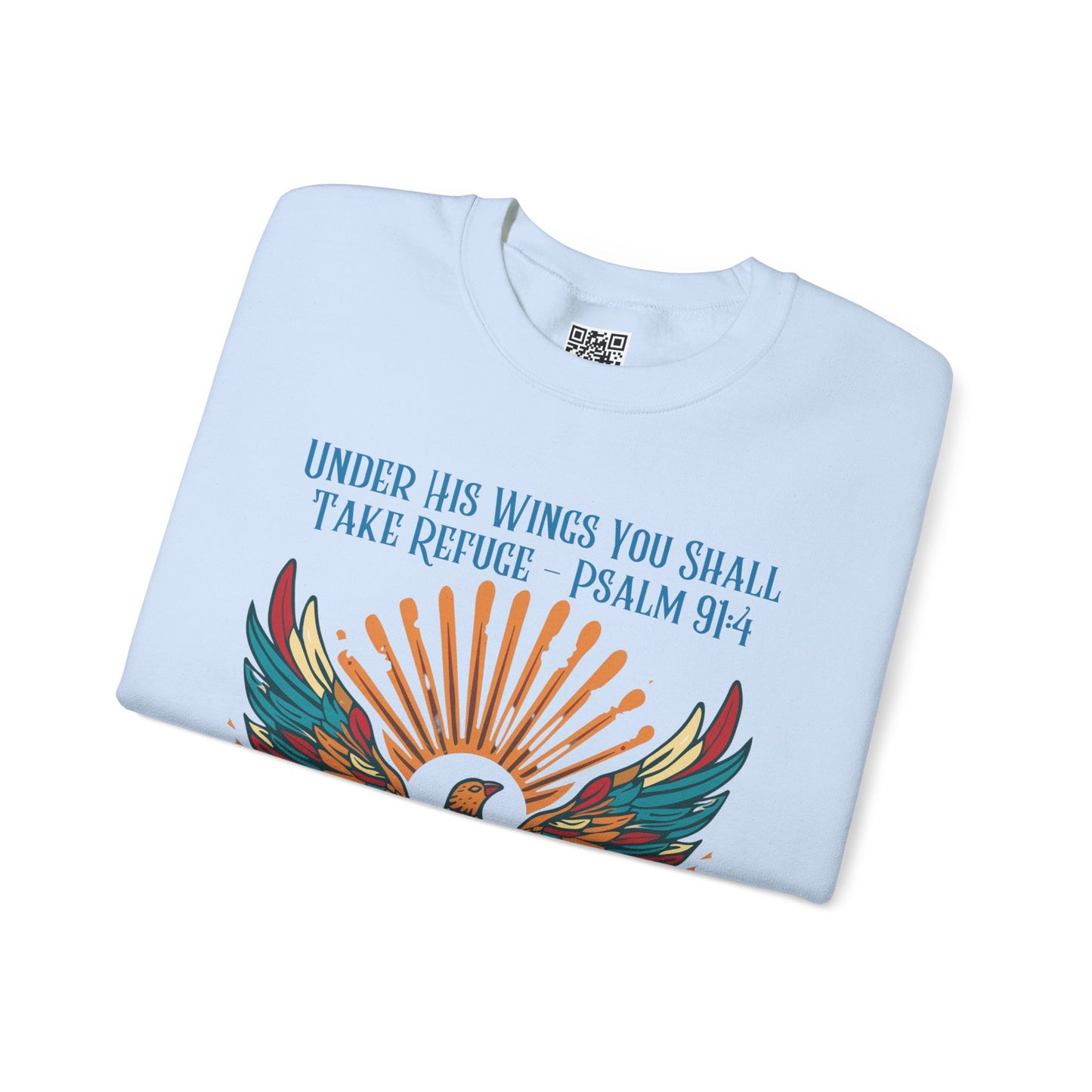 Under His Wings You Shall Take Refuge Unisex Heavy Blend Crewneck Sweatshirt, Christian Merch, Christian Streetwear, Ministry Shirt, Faith Based Shirt, Jesus Apparel