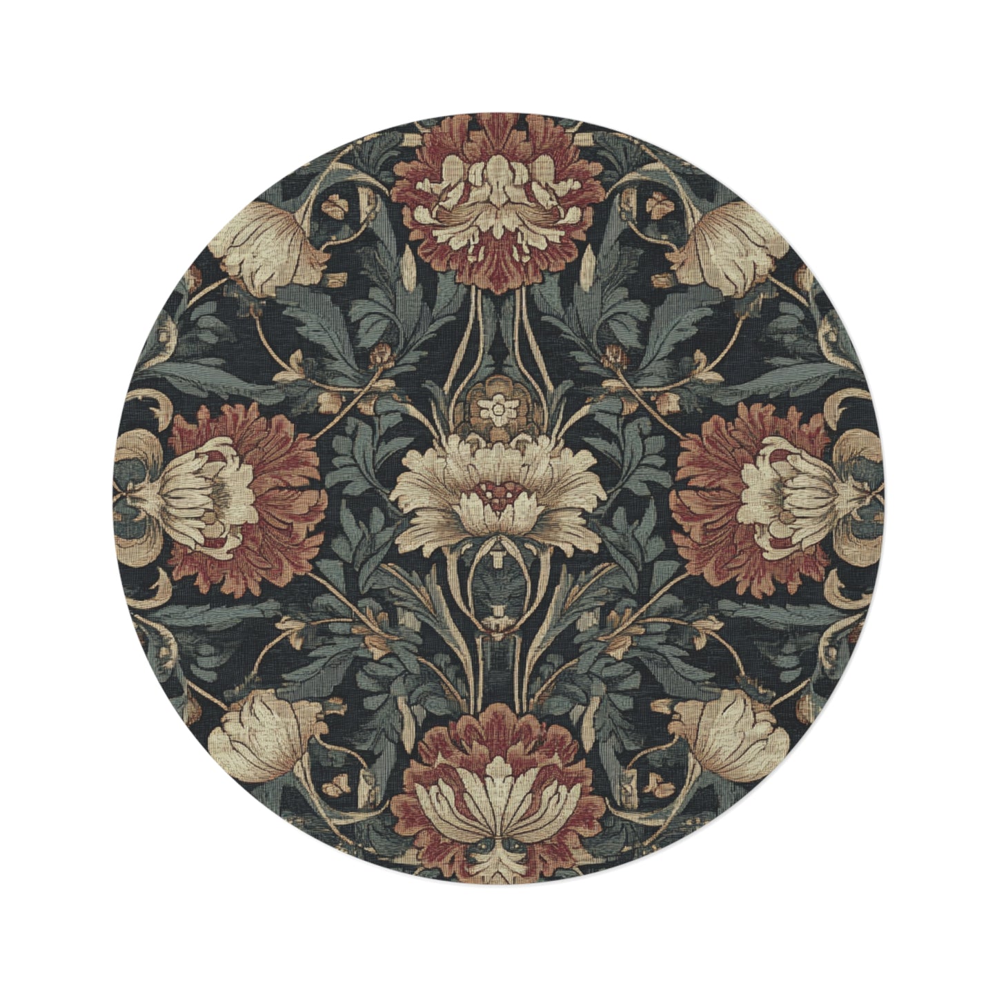 William Morris Inspired Round Area Rug, Traditional, Colorful Cool Unique Area Rugs, Unique 60" Round Rug, Custom Print Available
