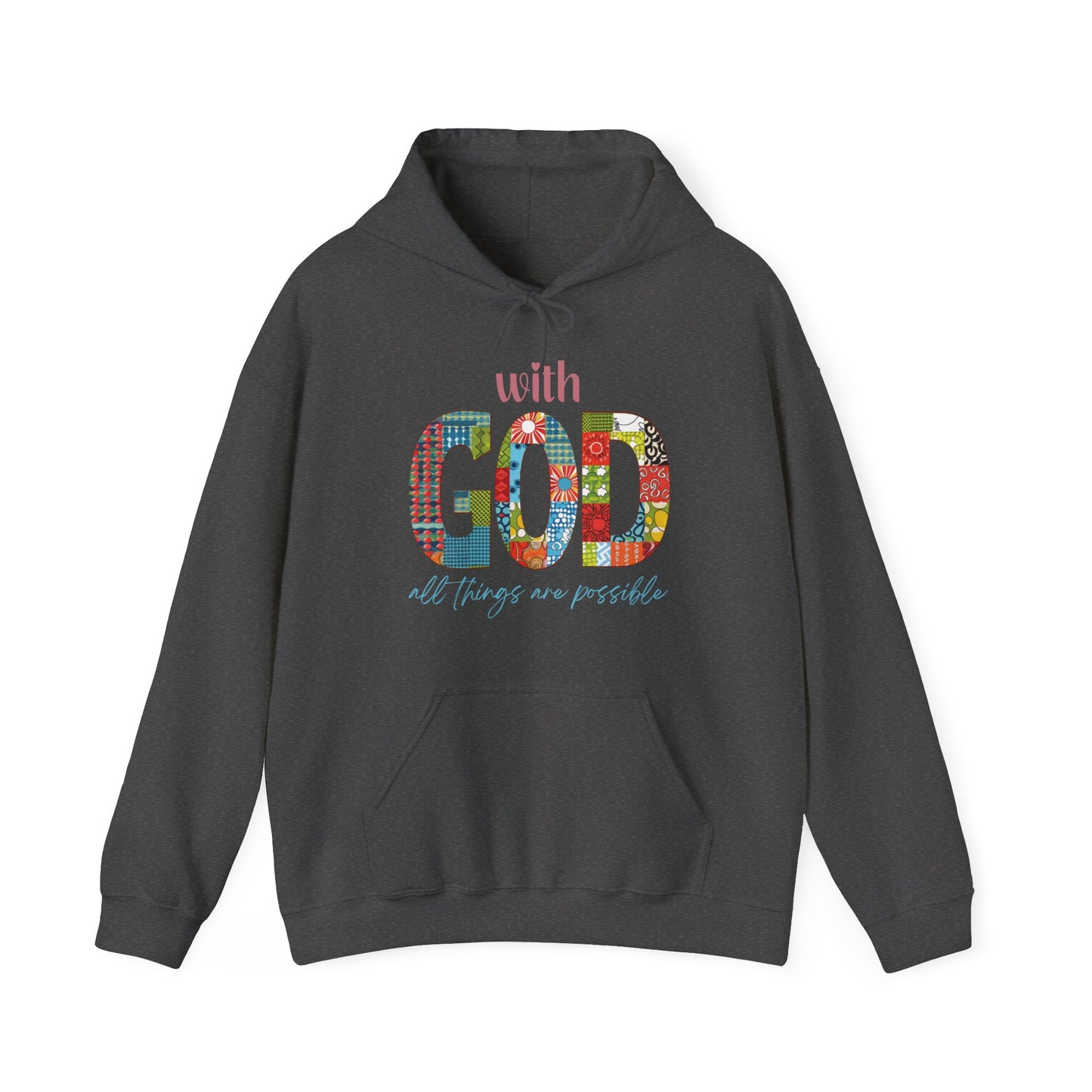 With God all Things are Possible Unisex Heavy Blend™ Hooded Sweatshirt, Christian Merch, Christian Streetwear, Ministry Shirt, Faith Based Shirt, Praise Hoodie
