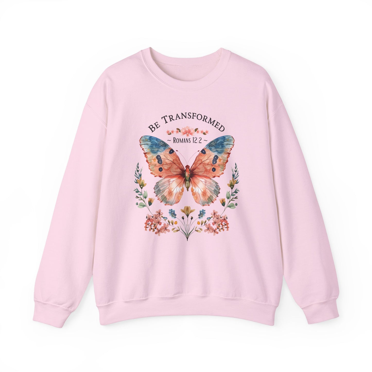 Be Transformed, Romans 12:2 Unisex Heavy Blend Crewneck Sweatshirt, Christian Merch, Christian Streetwear, Ministry Shirt, Faith Based Shirt, Praise Sweater