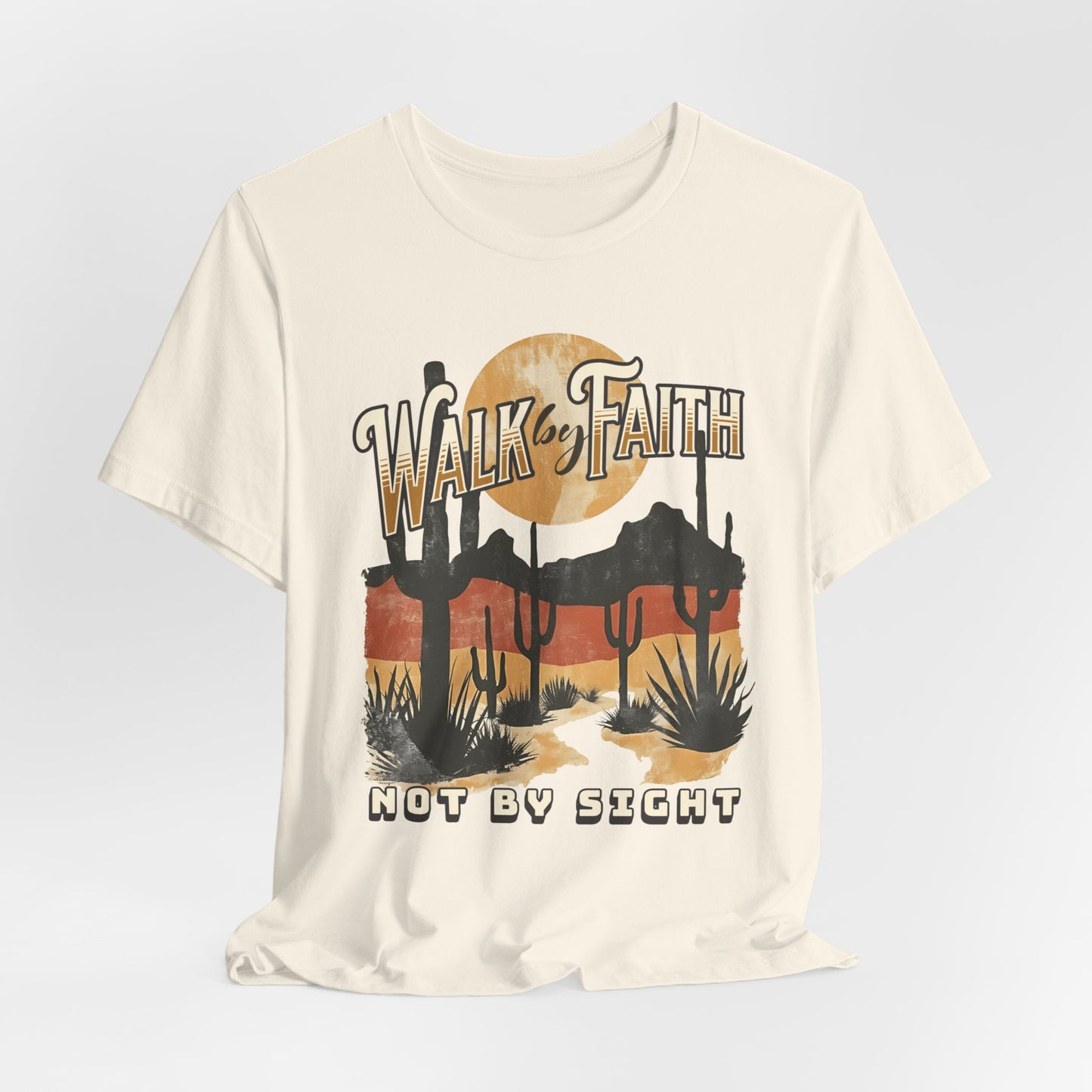 Walk by Faith T-Shirt - Unisex Jersey Short Sleeve Tee, Christian Merch, Christian Streetwear, Faith Based Shirt, Jesus Apparel