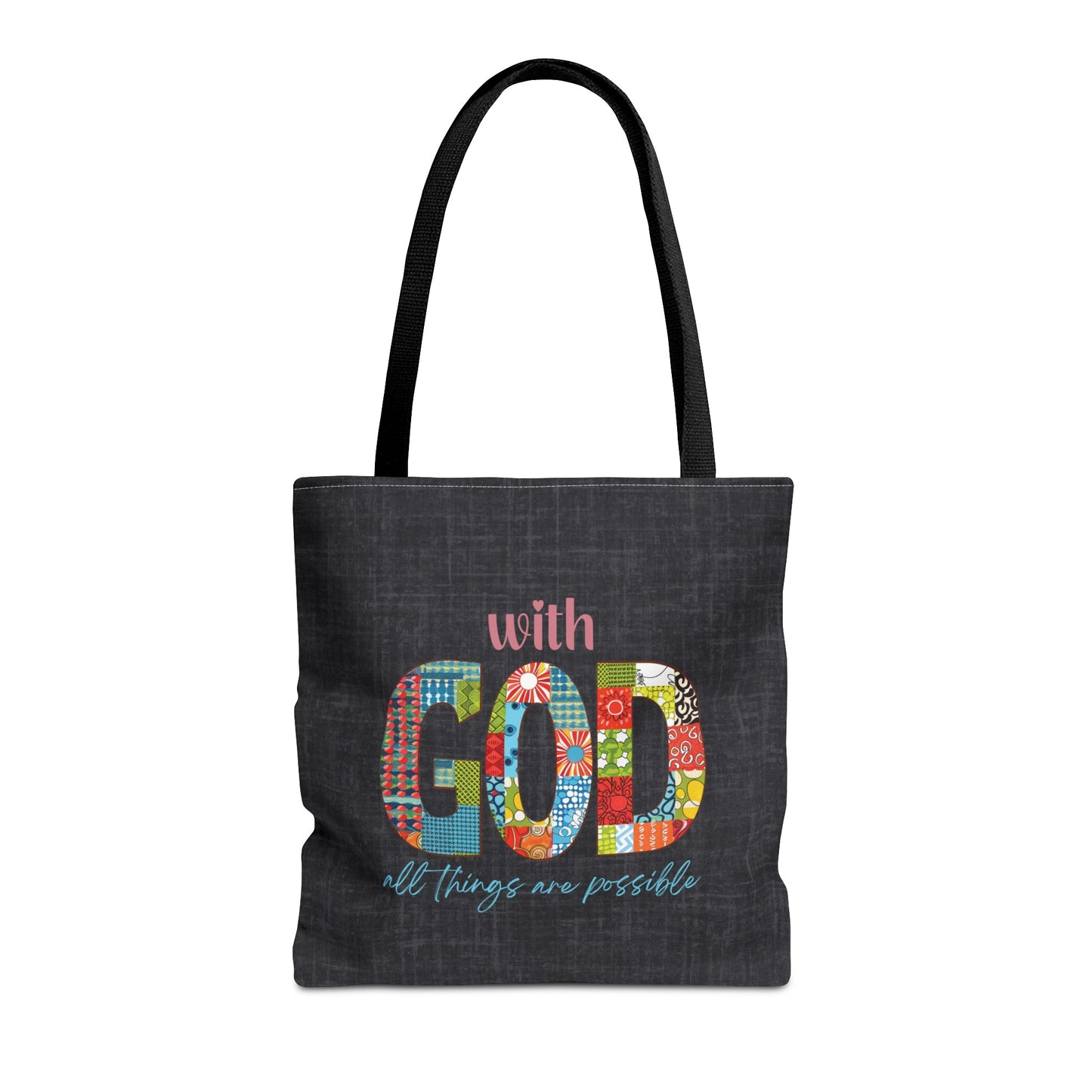With God all Things are Possible Tote Bag, Christian Merch, Gifts of the Holy Spirit, Travel Bag, Bible Bag, , Book Bag, Getaway Bag, Secret Santa Gift, Gift for Church People