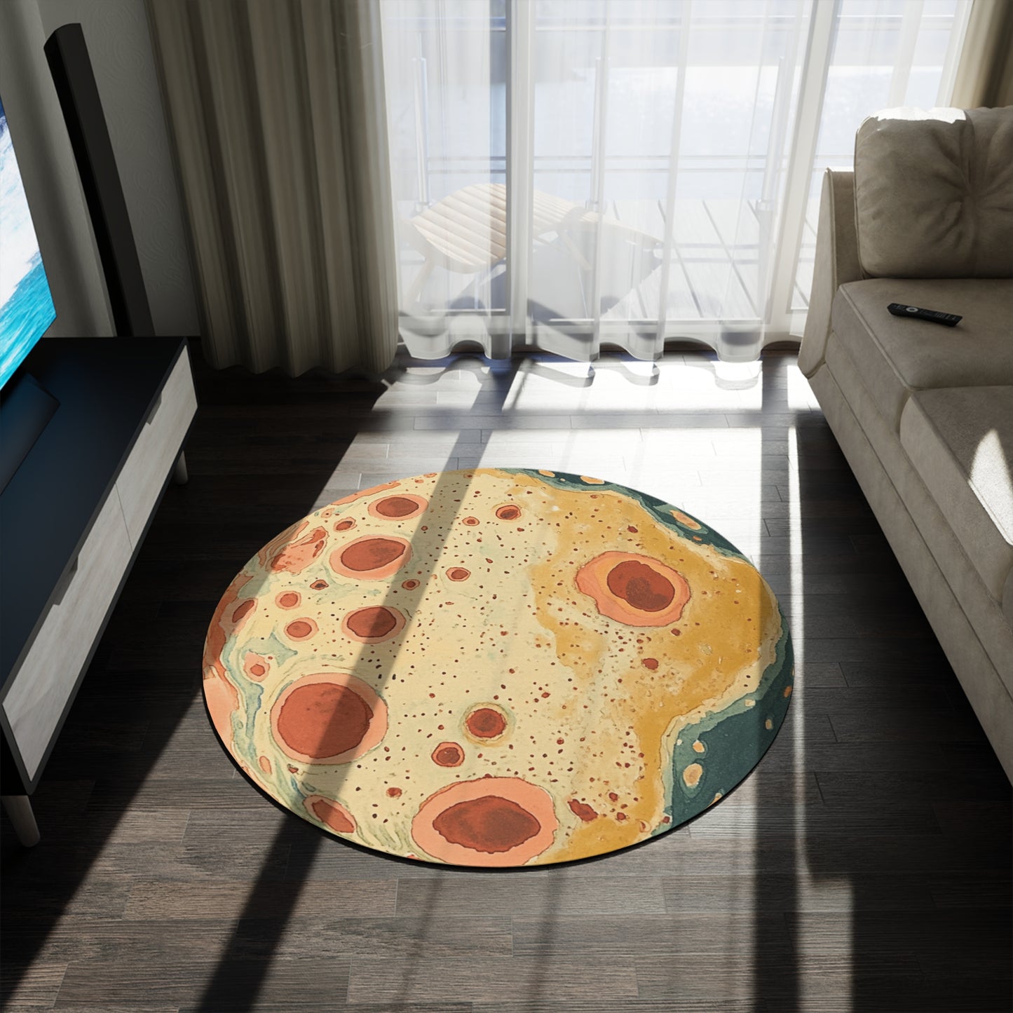 Round Mushroom Spore Area Rug, Funky & Unique Fairycore Area Rugs, Unique 60" Round Rug, Custom Print Available