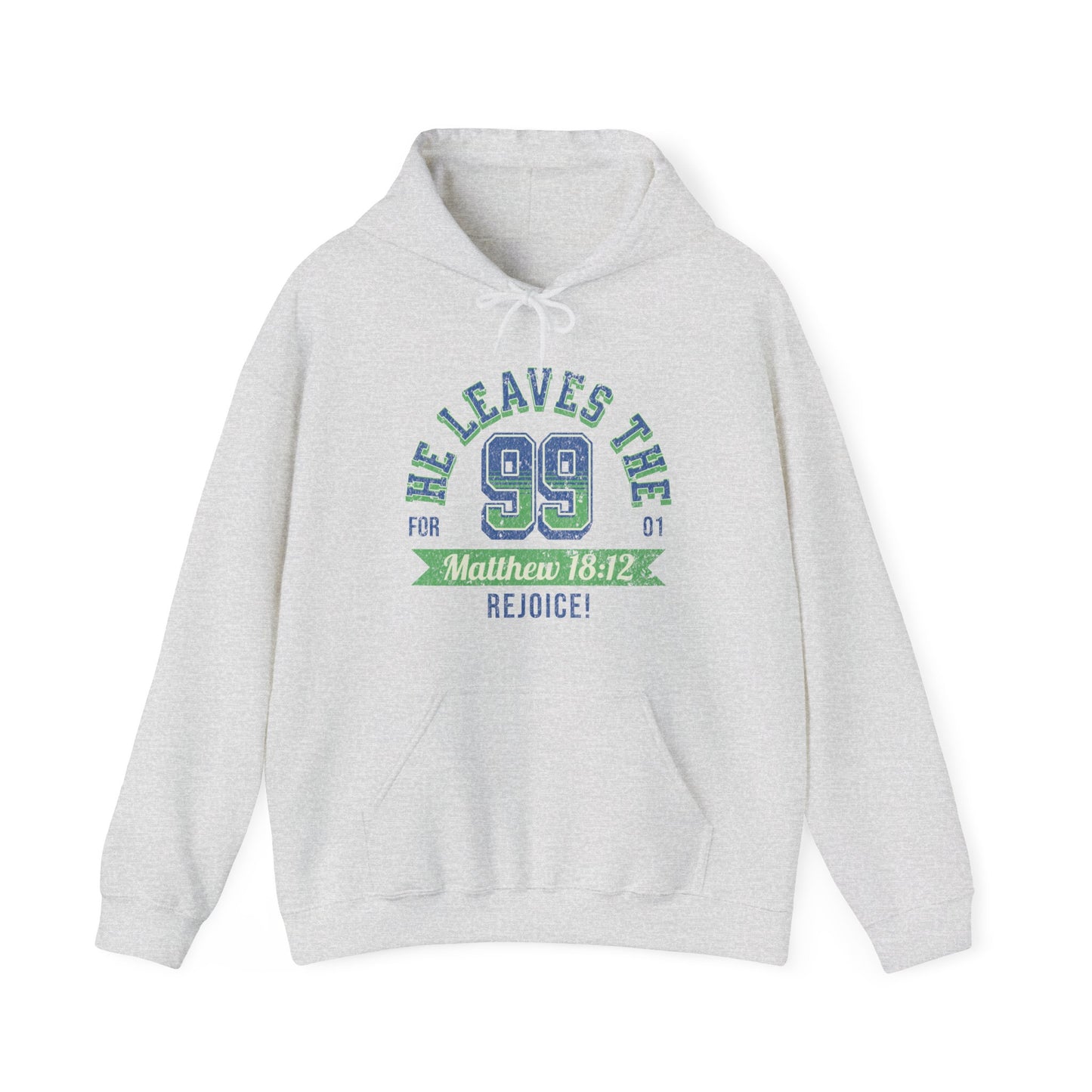 He Leaves the 99 Unisex Heavy Blend™ Hooded Sweatshirt, Christian Merch, Christian Streetwear, Ministry Shirt, Faith Based Shirt, Praise Hoodie
