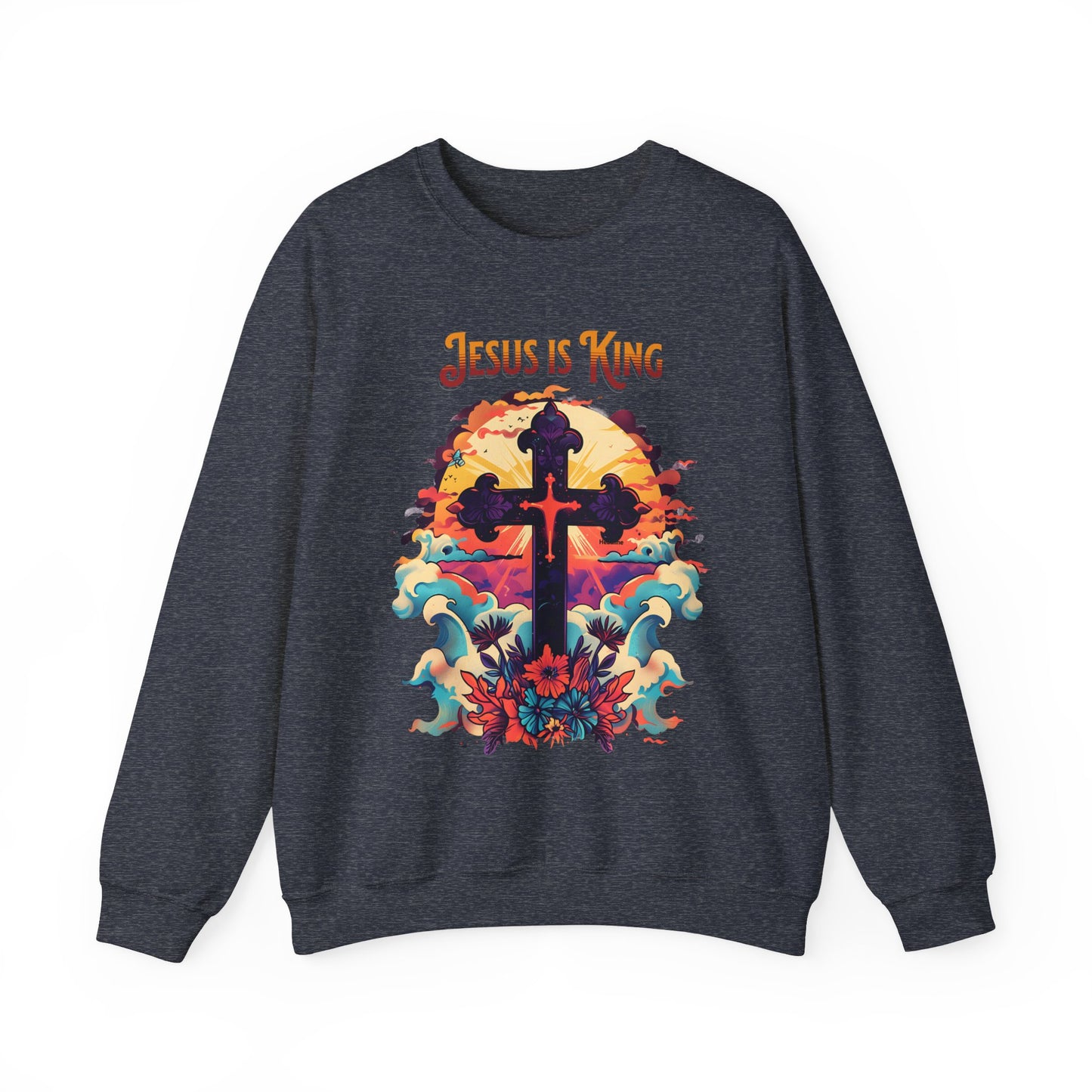 Jesus is King Unisex Heavy Blend™ Crewneck Sweatshirt, Christian Merch, Christian Streetwear, Ministry Shirt, Jesus Apparel, Jesus Freak Tee