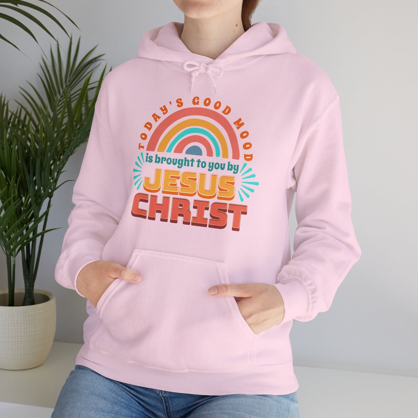 Today's Good Mood is Brought to you by Jesus Christ Unisex Heavy Blend™ Hooded Sweatshirt, Christian Merch, Christian Streetwear, Ministry Shirt, Faith Based Shirt, Praise Hoodie