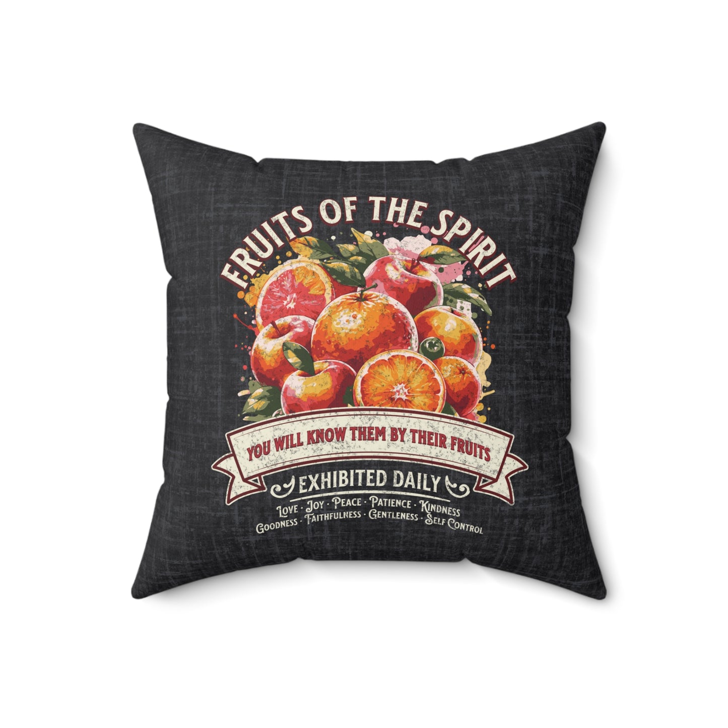 Fruits of the Spirit Spun Polyester Square Pillow, Christian Throw Pillow, Christian Home Décor Gifts, Faith Based Décor, Bible Verse Décor, Gift for Church Member