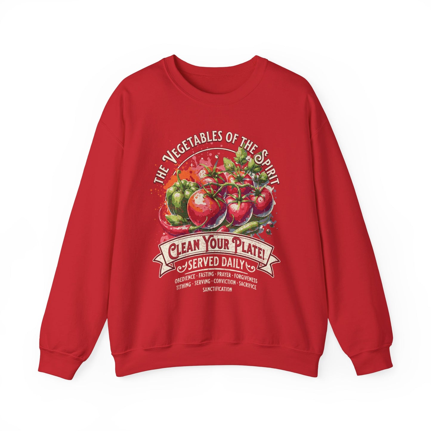 Vegetables of the Spirit Unisex Heavy Blend Crewneck Sweatshirt, Humorous Christian Merch, Christian Streetwear, Ministry Shirt, Faith Based Shirt, Praise Sweater