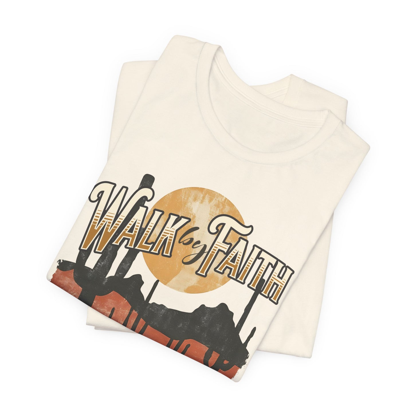 Walk by Faith T-Shirt - Unisex Jersey Short Sleeve Tee, Christian Merch, Christian Streetwear, Faith Based Shirt, Jesus Apparel
