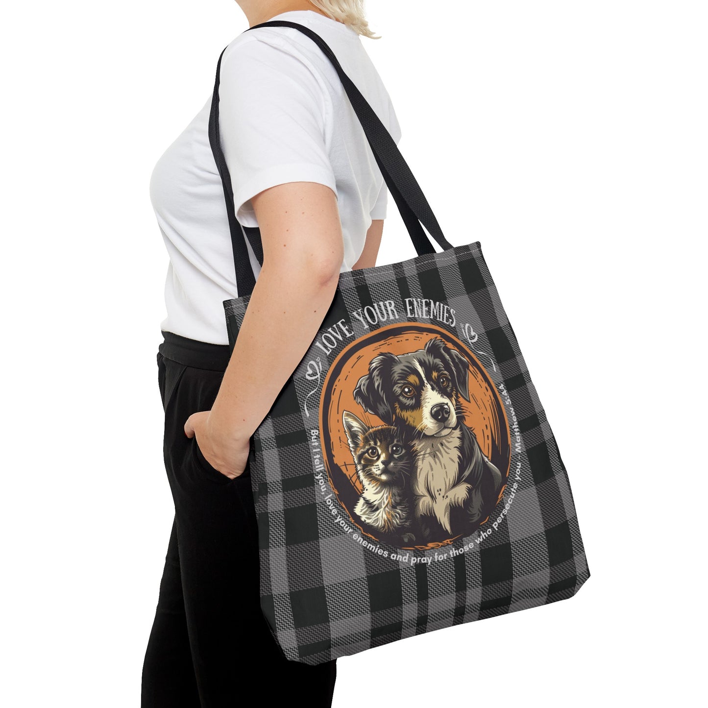Love Your Enemies Tote Bag, Christian Merch, The Way the Truth the Life, Travel Bag, Bible Bag, , Book Bag, Getaway Bag, Secret Santa Gift, Gift for Church People