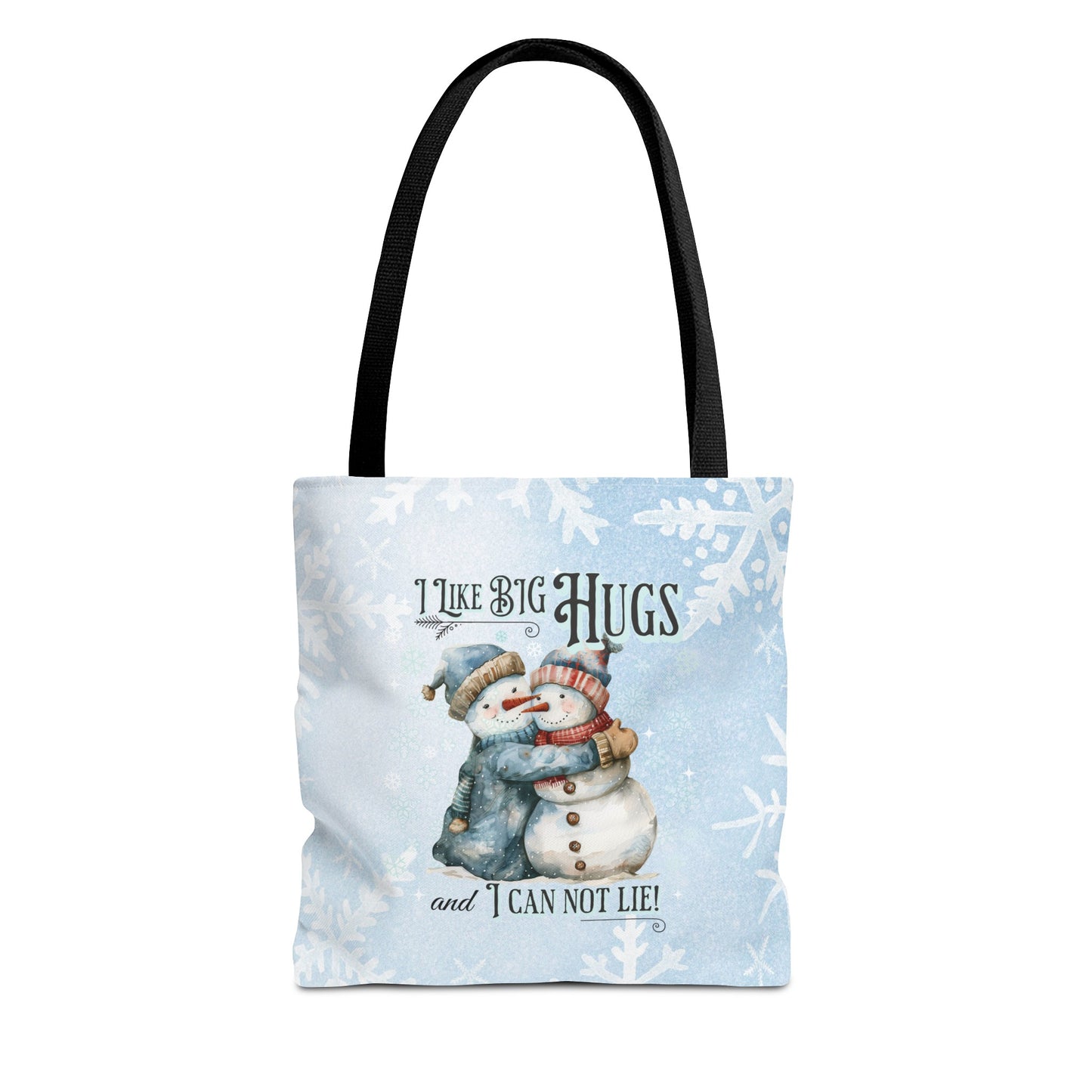 Snowman I Like Big Hugs Tote Bag, Christian Merch, Christmas Travel Bag, Bible Bag, , Book Bag, Getaway Bag, Secret Santa Gift, Gift for Church People