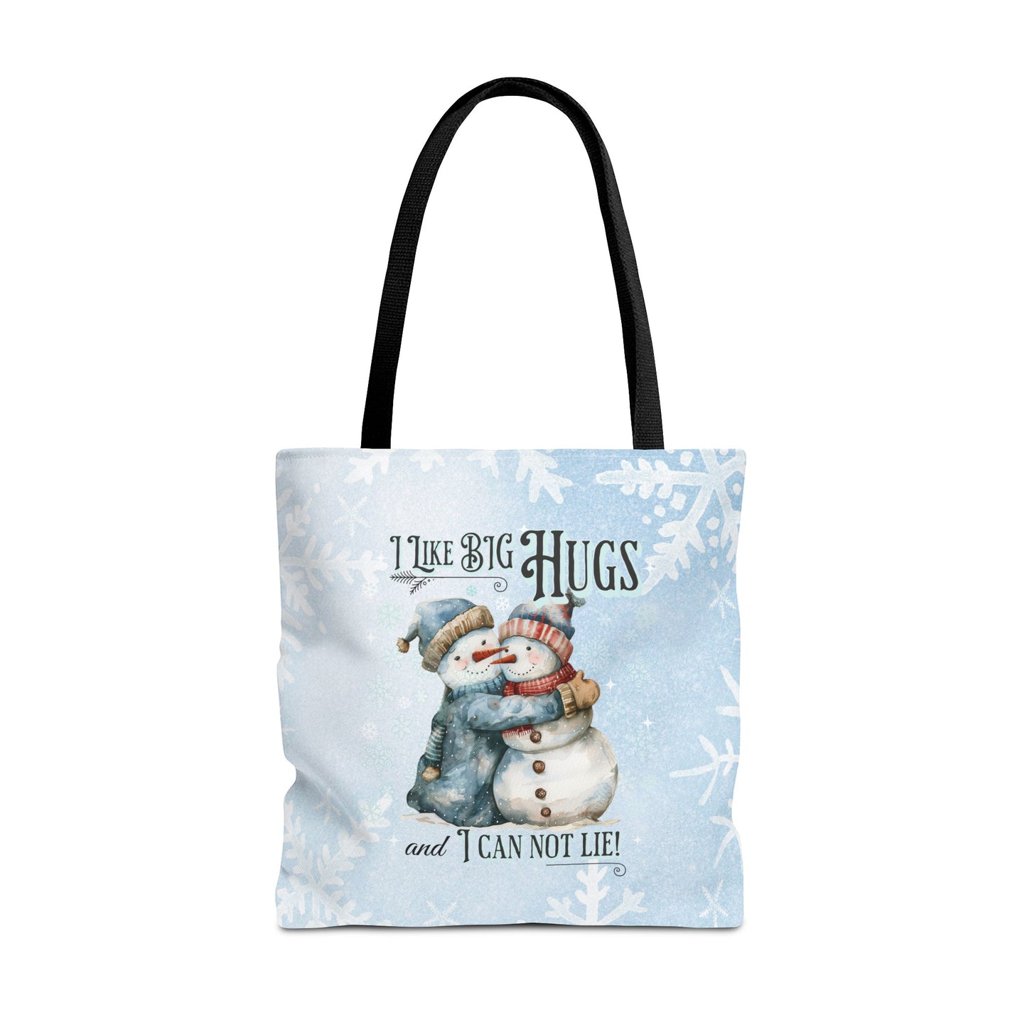 Snowman I Like Big Hugs Tote Bag, Christian Merch, Christmas Travel Bag, Bible Bag, , Book Bag, Getaway Bag, Secret Santa Gift, Gift for Church People