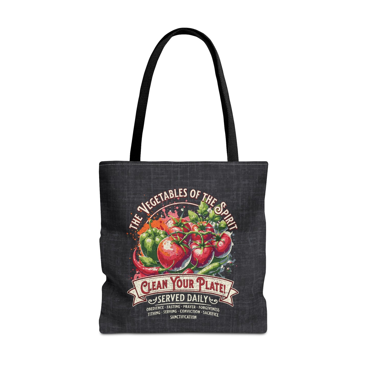 Vegetables of the Spirit Tote Bag, Travel Bag, Bible Bag, Gift for Church Member, Book Bag, Getaway Bag, Vacation Bible School, Church Camp Bag