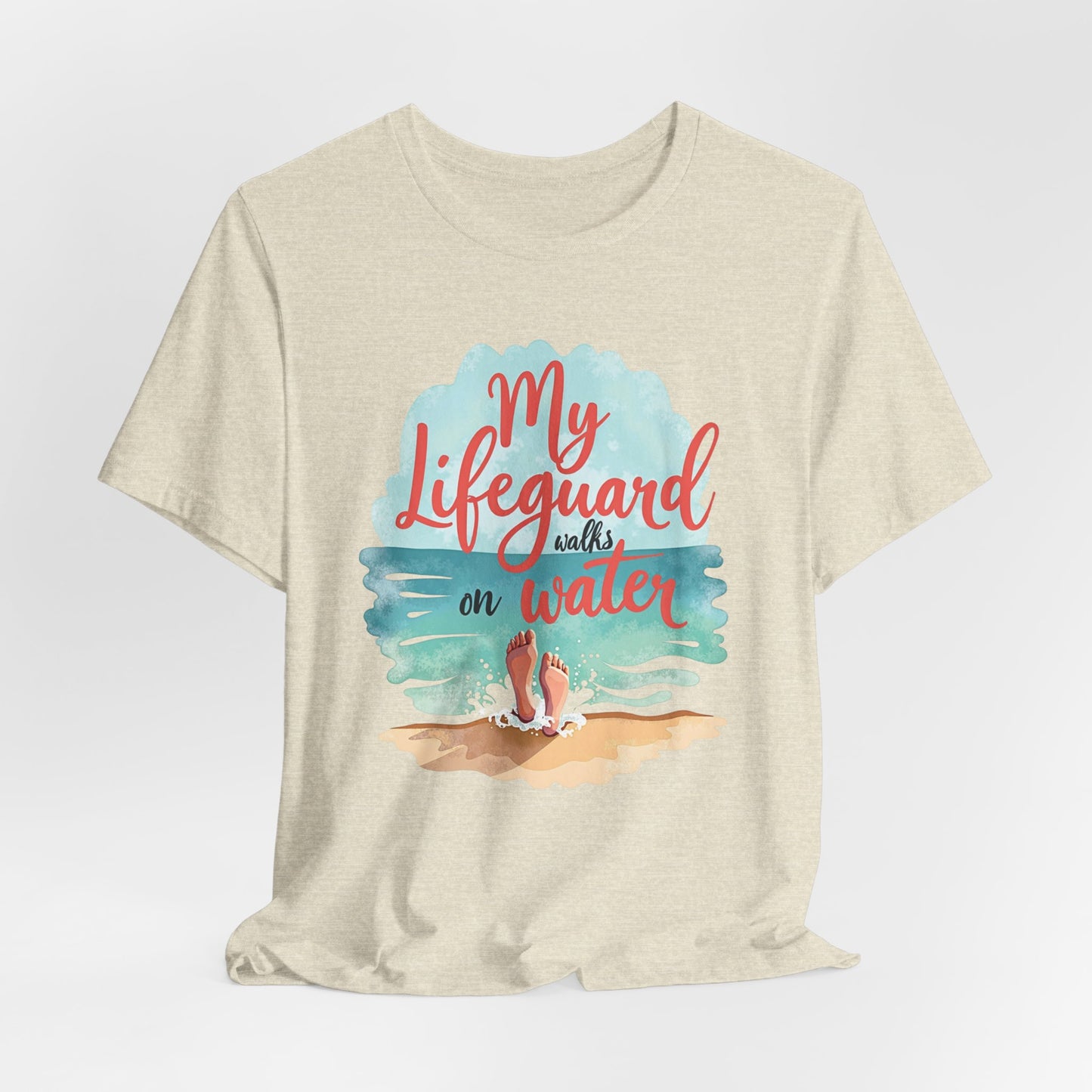 My Lifeguard Walks on Water T-Shirt - Unisex Jersey Short Sleeve Tee, Christian Merch, Christian Streetwear, Jesus Apparel, Religious Tees