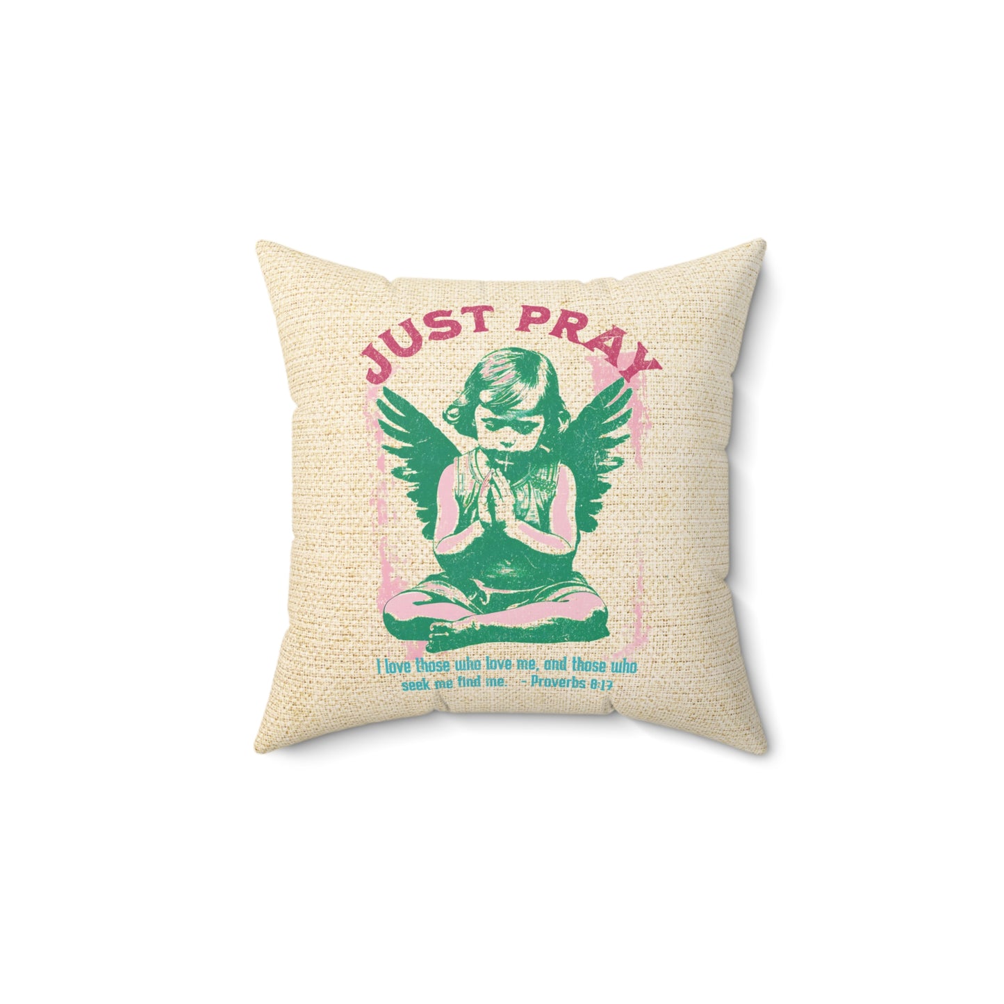 Just Pray Throw Pillow, Spun Polyester Square, Christian Home Décor Items and Gifts, Religious Pillows, Gift for Christian Family and Friends
