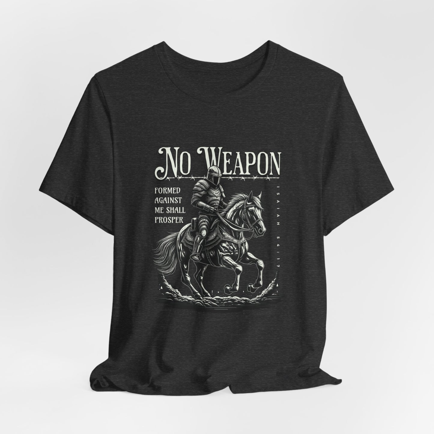 No Weapon Formed Against Me Shall Prosper Unisex Jersey Short Sleeve Tee, Christian Merch, Jesus Loves You, Faith Based Shirt, Christian Apparel, Jesus Apparel
