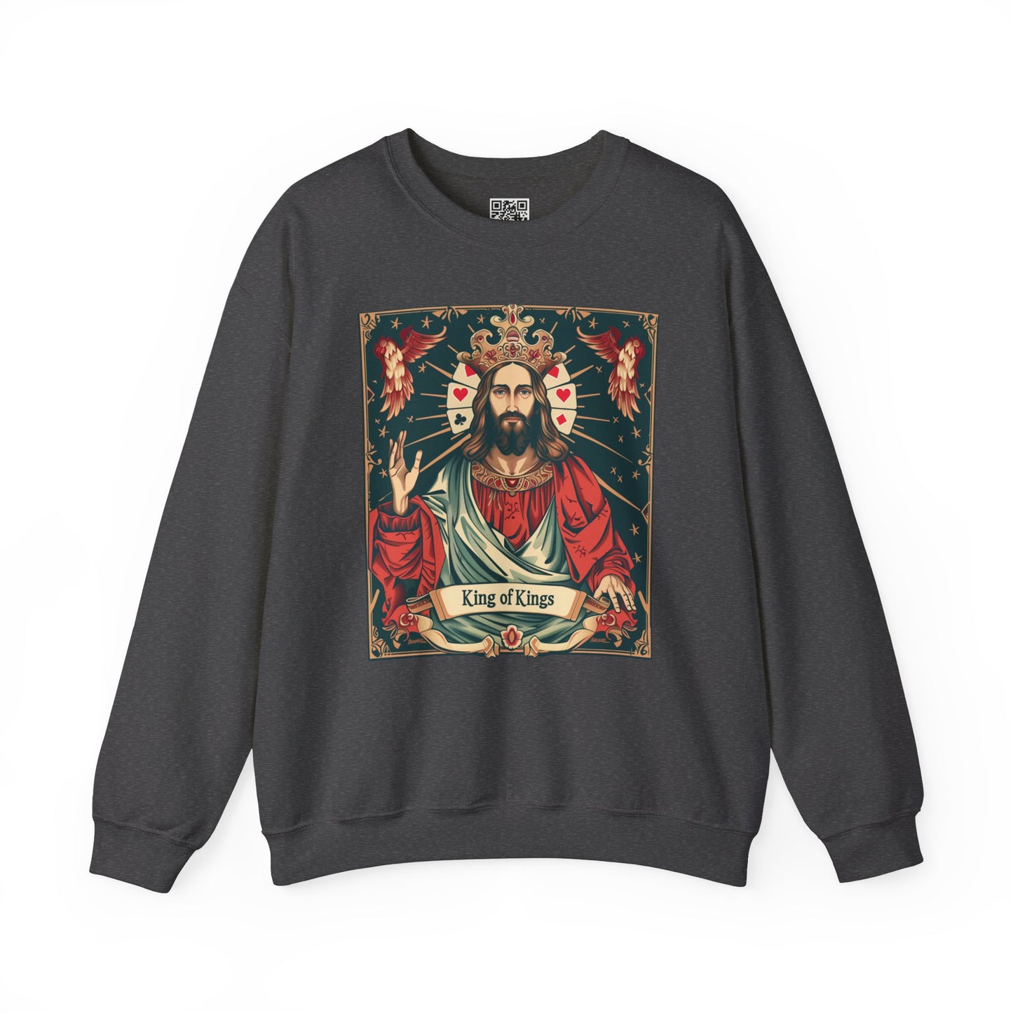 King of Kings Unisex Heavy Blend Crewneck Sweatshirt, Christian Merch, Christian Streetwear, Ministry Shirt, Faith Based Shirt, Jesus Apparel
