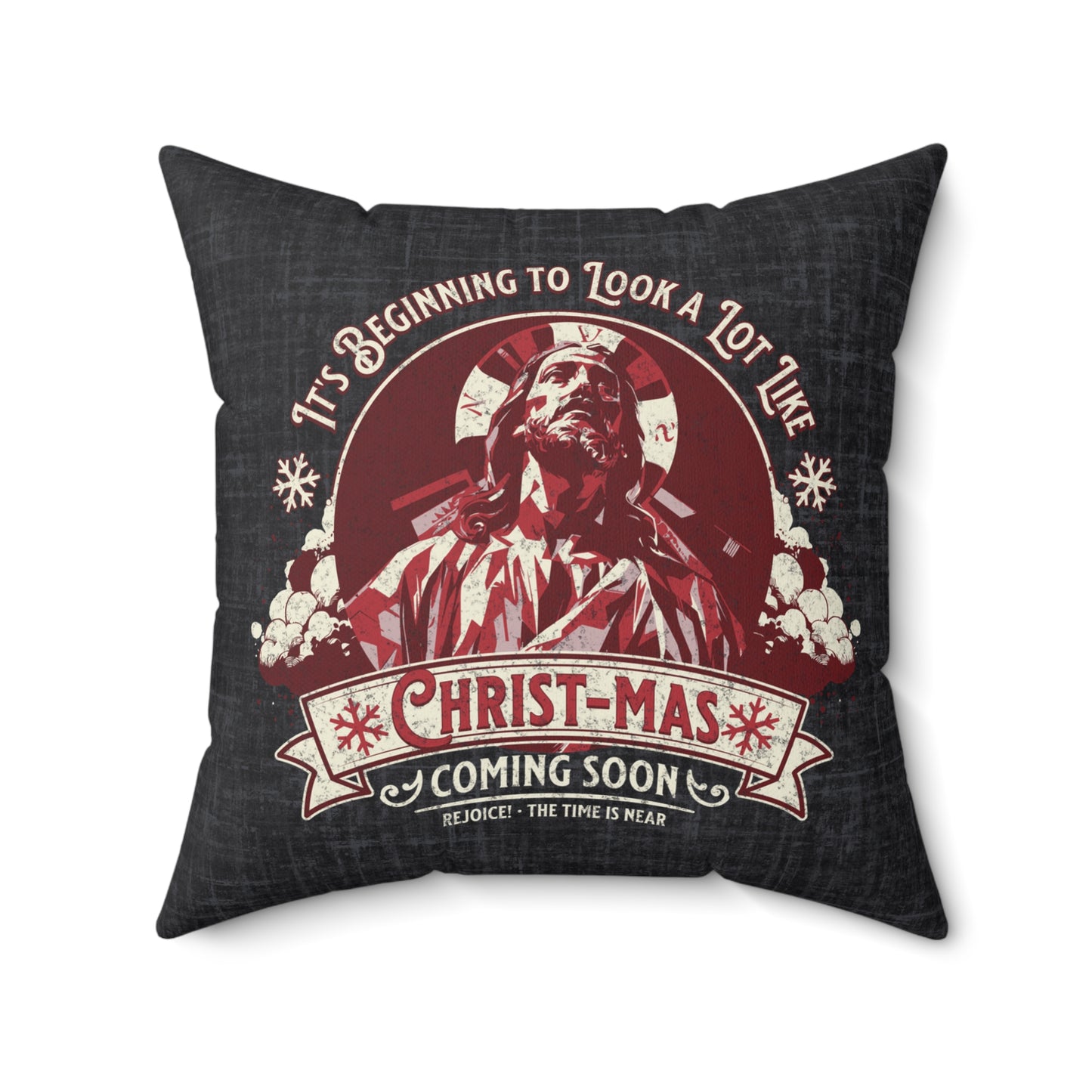It's Beginning to Look A Lot like Christ-mas Pillow, Spun Polyester Square, Humorous Christian Throw Pillow, Christian Home Décor Gifts, Faith Based Décor, Bible Verse Décor, Gift for Church Member