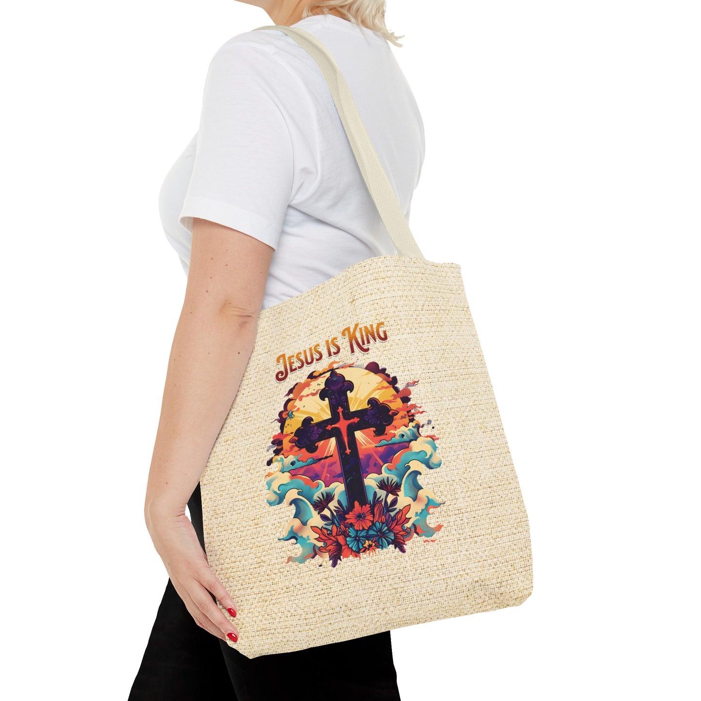 Jesus is King Tote Bag, Christian Merch, The Way the Truth the Life, Travel Bag, Bible Bag, , Book Bag, Getaway Bag, Secret Santa Gift, Gift for Church People