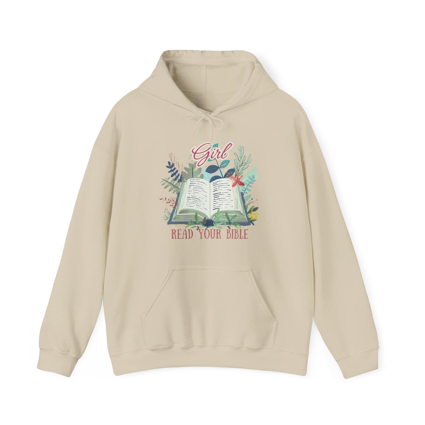Girl Read your Bible Unisex Heavy Blend™ Hooded Sweatshirt, Christian Merch, Christian Streetwear, Ministry Shirt, Faith Based Shirt, Praise Hoodie