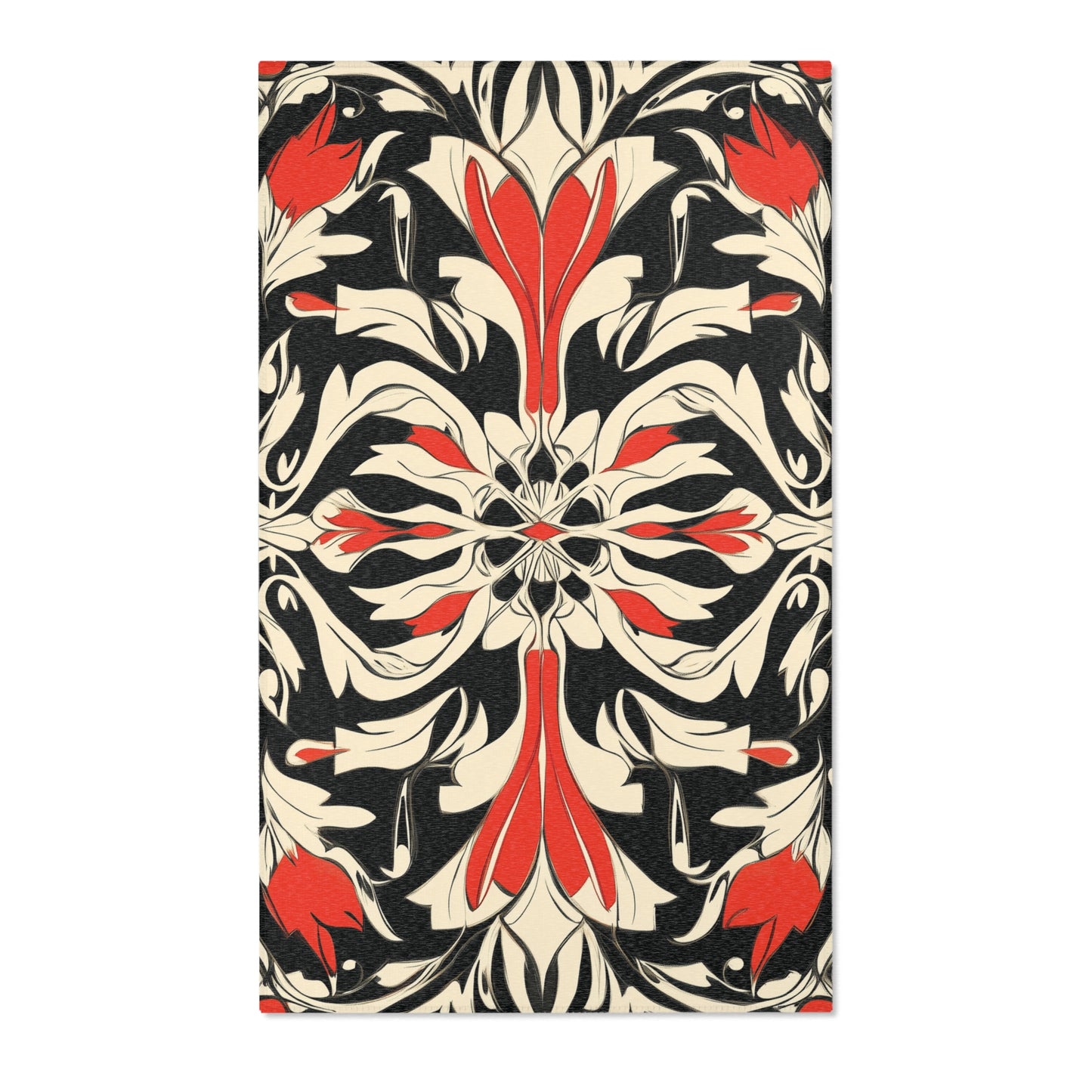 Modern Floral Boho Area Rug, Funky, Off White, & Unique Area Rugs, Custom Print Rug or Bathmat, 3 Sizes - 24x36 in, 36x60 in and 48x72 in