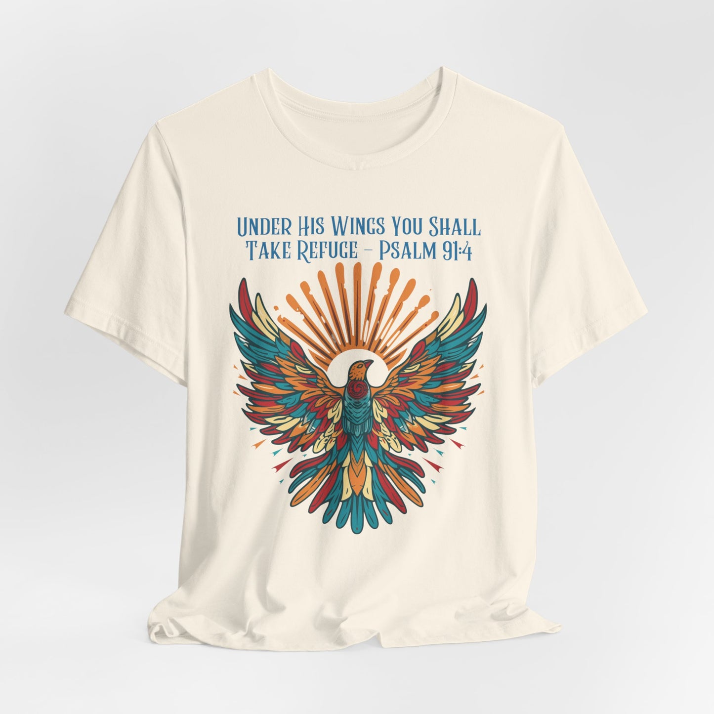 Under His Wings You Shall Take Refuge Unisex Jersey Short Sleeve Tee, Christian Merch, Jesus Loves You, Faith Based Shirt, Christian Apparel, Jesus Apparel