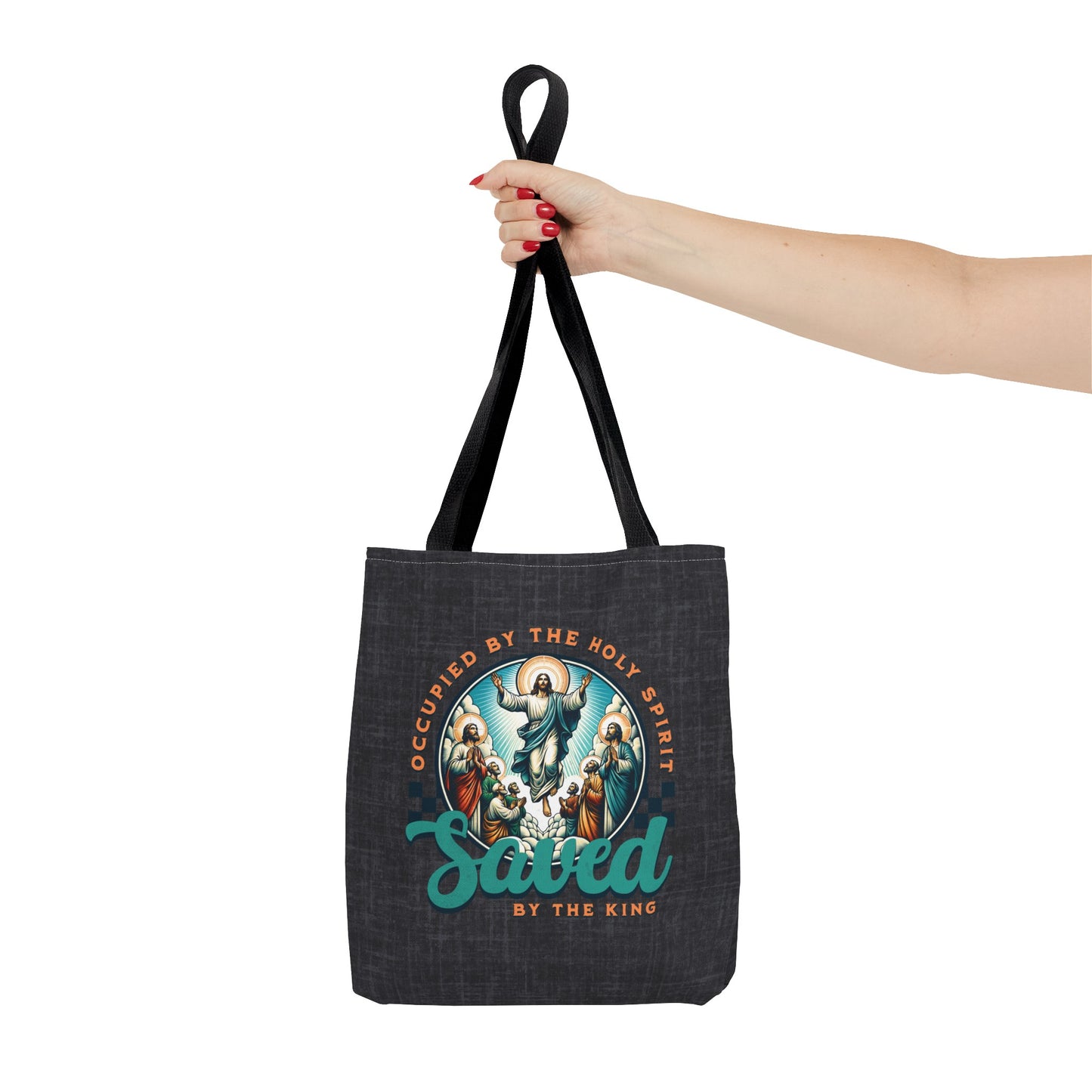 Occupied by the Holy Spirit Tote Bag, Travel Bag, Bible Bag, Gift for Church Member, Book Bag, Getaway Bag, Vacation Bible School, Church Camp Bag