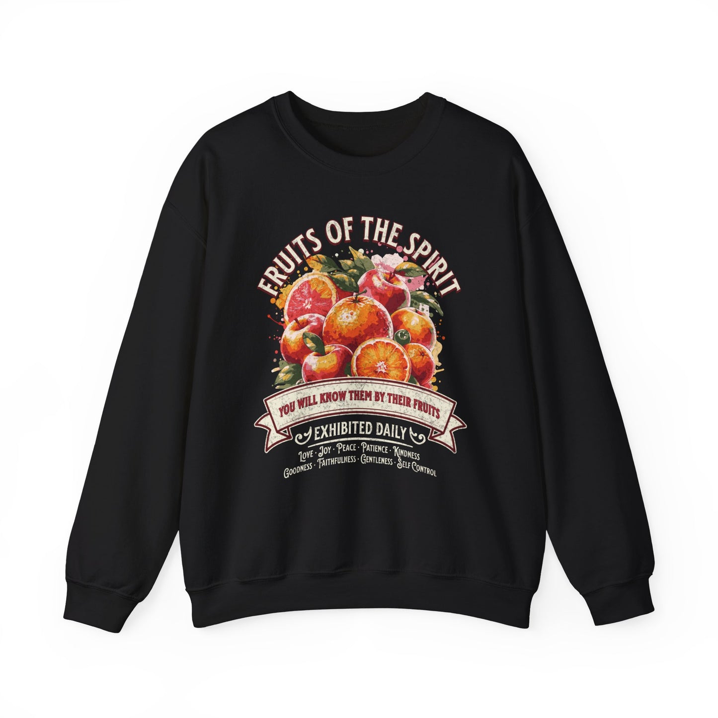 Fruits of the Spirit Unisex Heavy Blend Crewneck Sweatshirt, Christian Merch, Christian Streetwear, Ministry Shirt, Faith Based Shirt, Praise Sweater