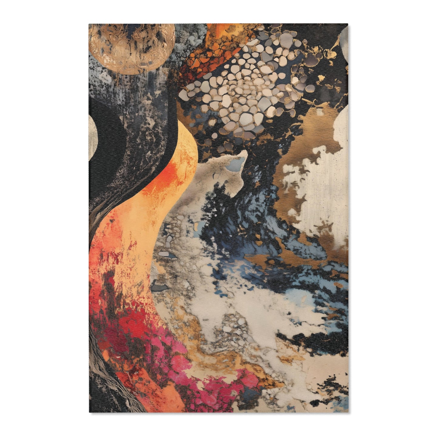 Flowing Abstract Art Area Rug, Funky, Colorful, & Unique Area Rugs, Custom Print Rug or Bathmat, 3 Sizes - 24x36 in, 36x60 in and 48x72 in