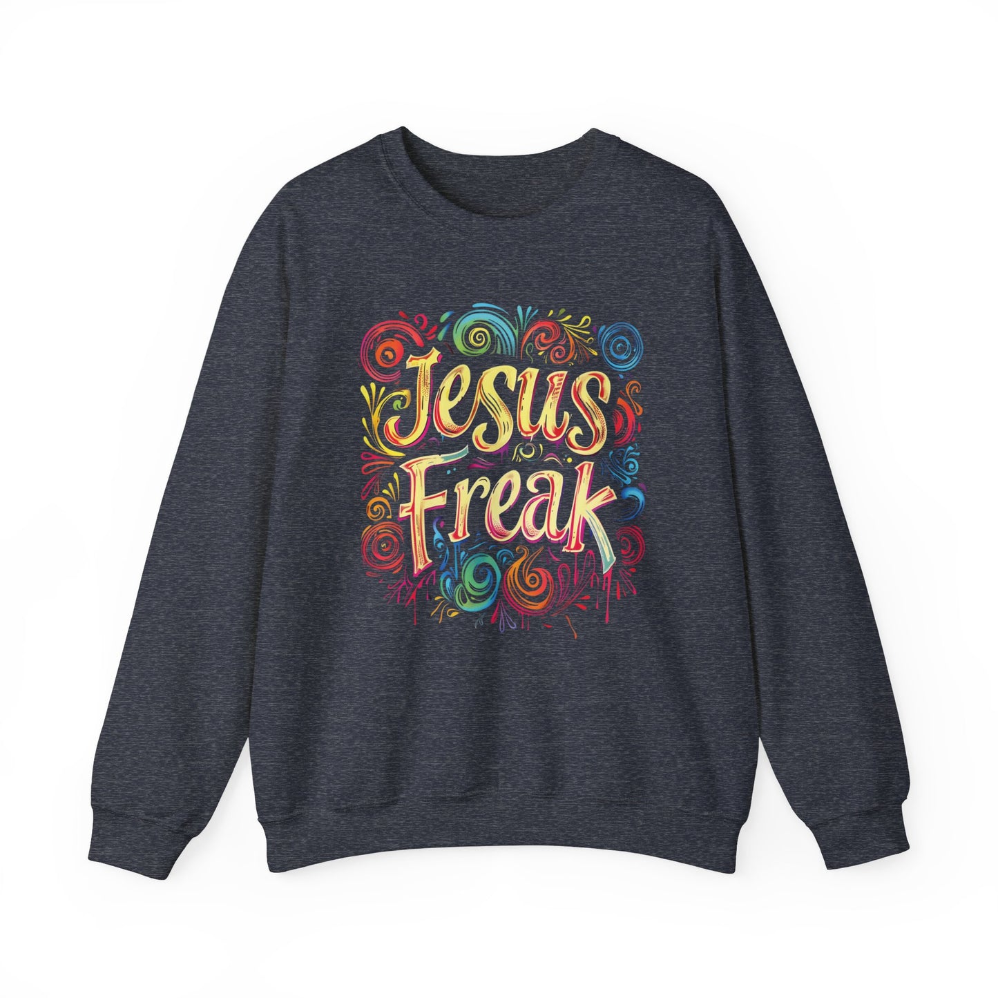 Jesus Freak Unisex Heavy Blend™ Crewneck Sweatshirt, Christian Merch, Christian Streetwear, Ministry Shirt, Jesus Apparel, Religious Tee, Gift for Church Friend