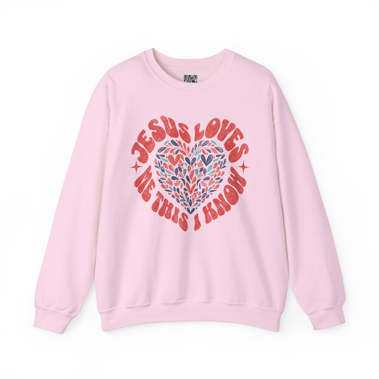 Jesus Loves Me This I Know Unisex Heavy Blend Crewneck Sweatshirt, Christian Merch, Christian Streetwear, Ministry Shirt, Faith Based Shirt, Jesus Apparel