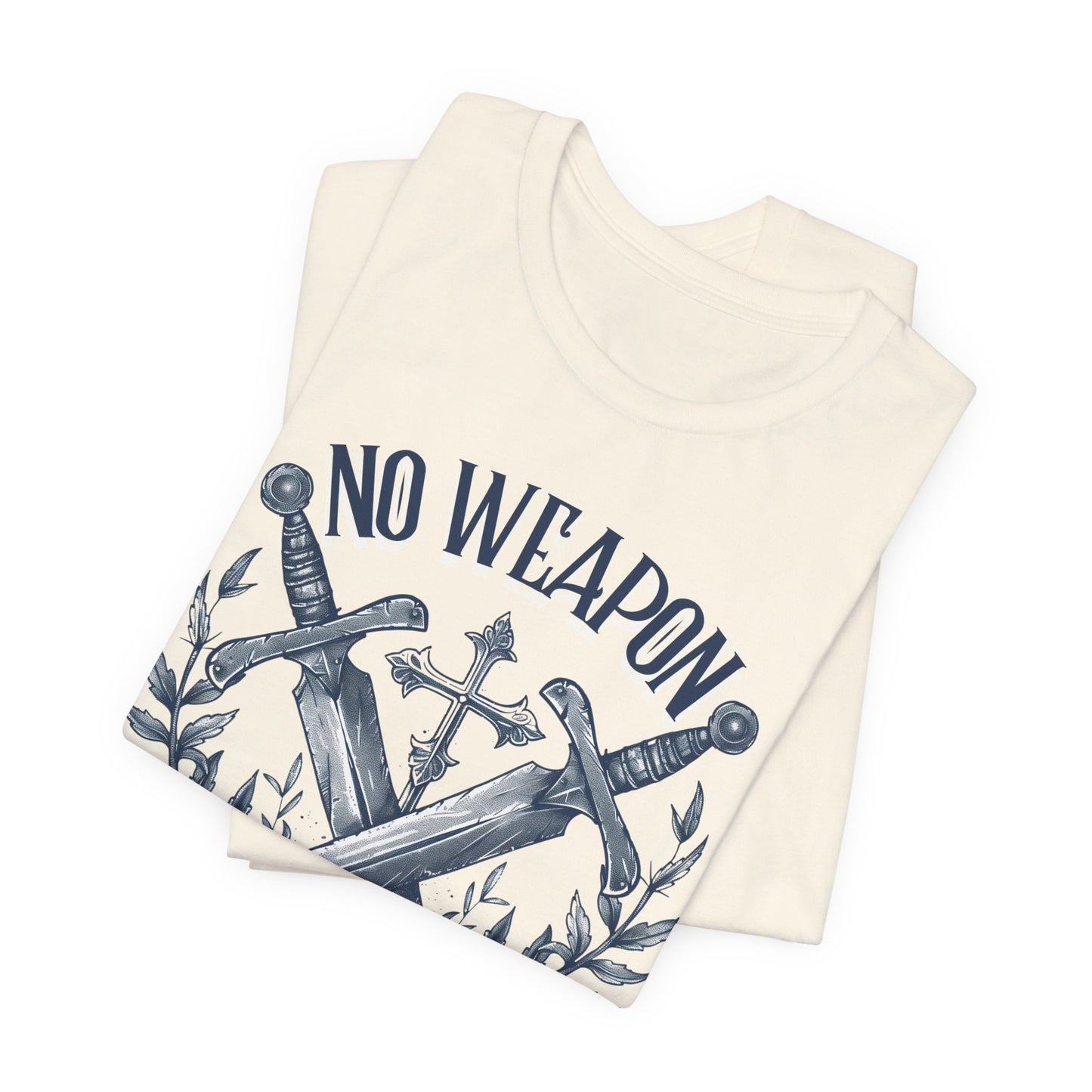 No Weapon Formed Against Me T-shirt - Unisex Jersey Short Sleeve Tee, Christian Merch, Christian Streetwear, Faith Based Shirt, Christian Apparel, Christian Shirts