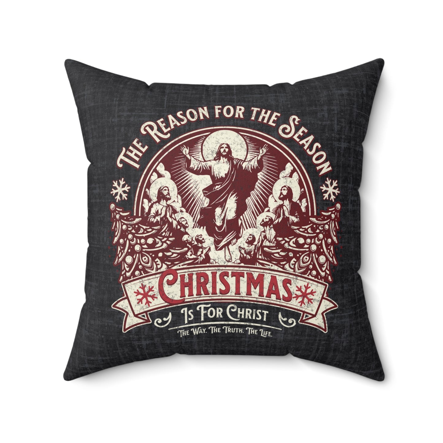 Jesus is the Reason Christmas Pillow, Spun Polyester Square, Christmas is for Christ, The Way the Truth the Life Throw Pillow, Christmas Home Décor Gifts, Secret Santa Gift