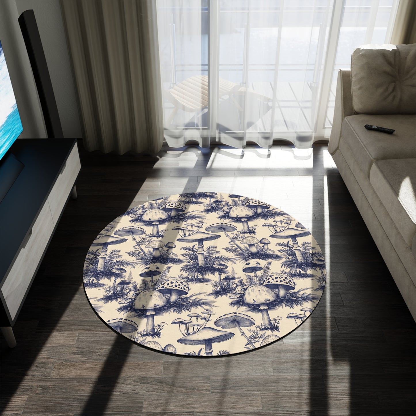 Mushroom Round Area Rug, Funky, Colorful & Unique Fairycore Area Rugs, Unique 60" Round Rug, Custom Print Available