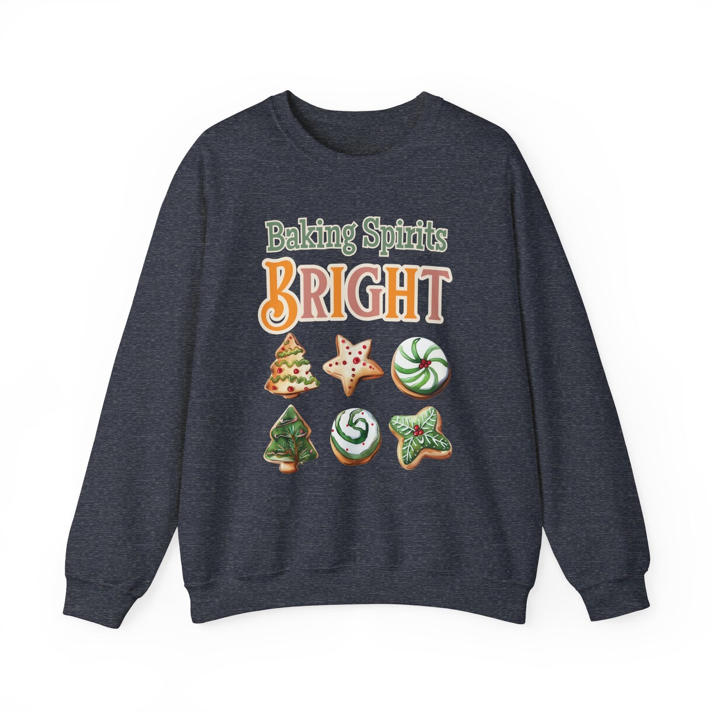 Baking Spirits Bright Cookie Sweatshirt, Unisex Heavy Blend™ Crewneck, Christmas Cookie, Baking Lover Gifts, Presents for Mom, Punny Shirt