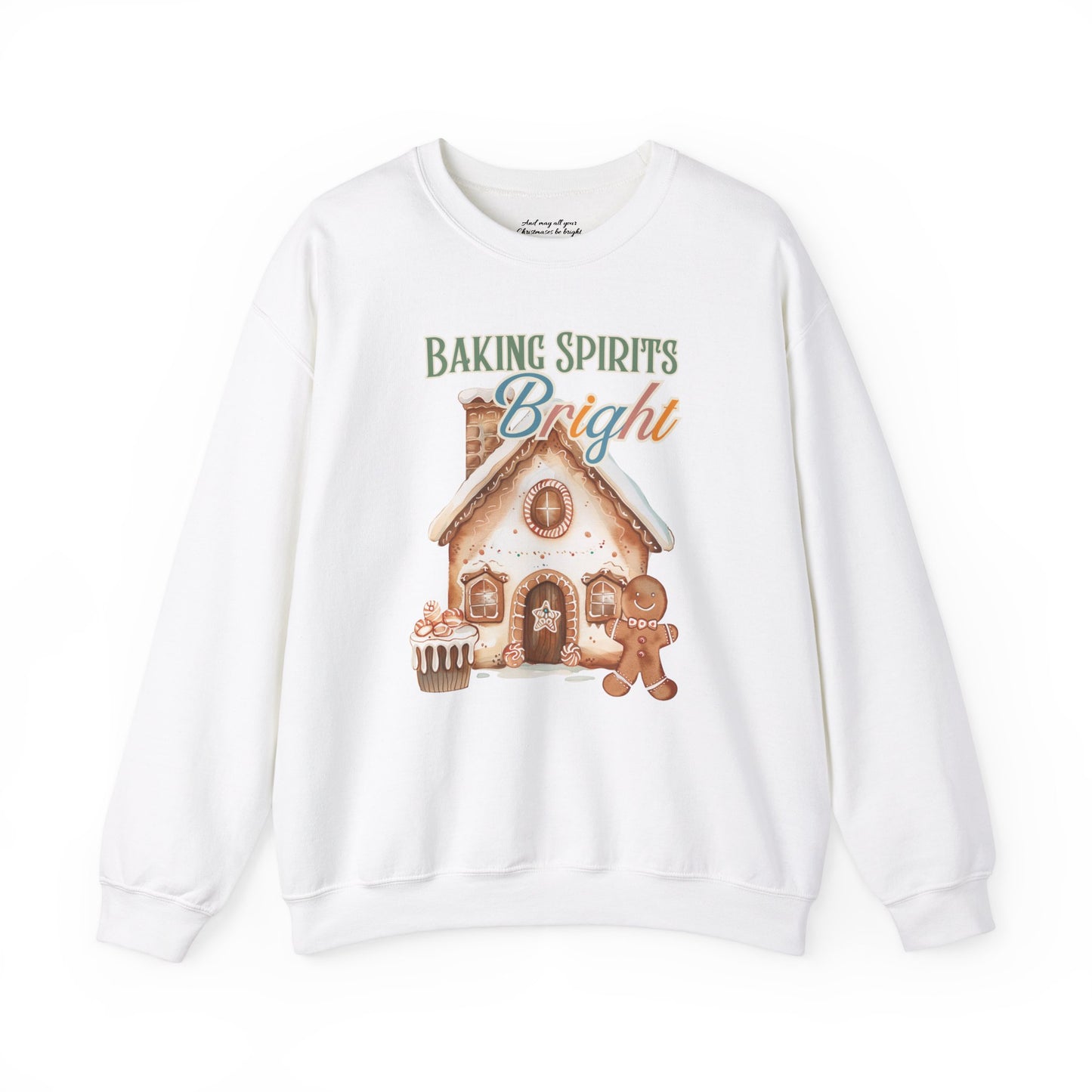 Baking Spirits Bright Cookie Sweatshirt, Unisex Heavy Blend™ Crewneck, Christmas Cookie, Baking Lover Gifts, Presents for Mom, Punny Shirt