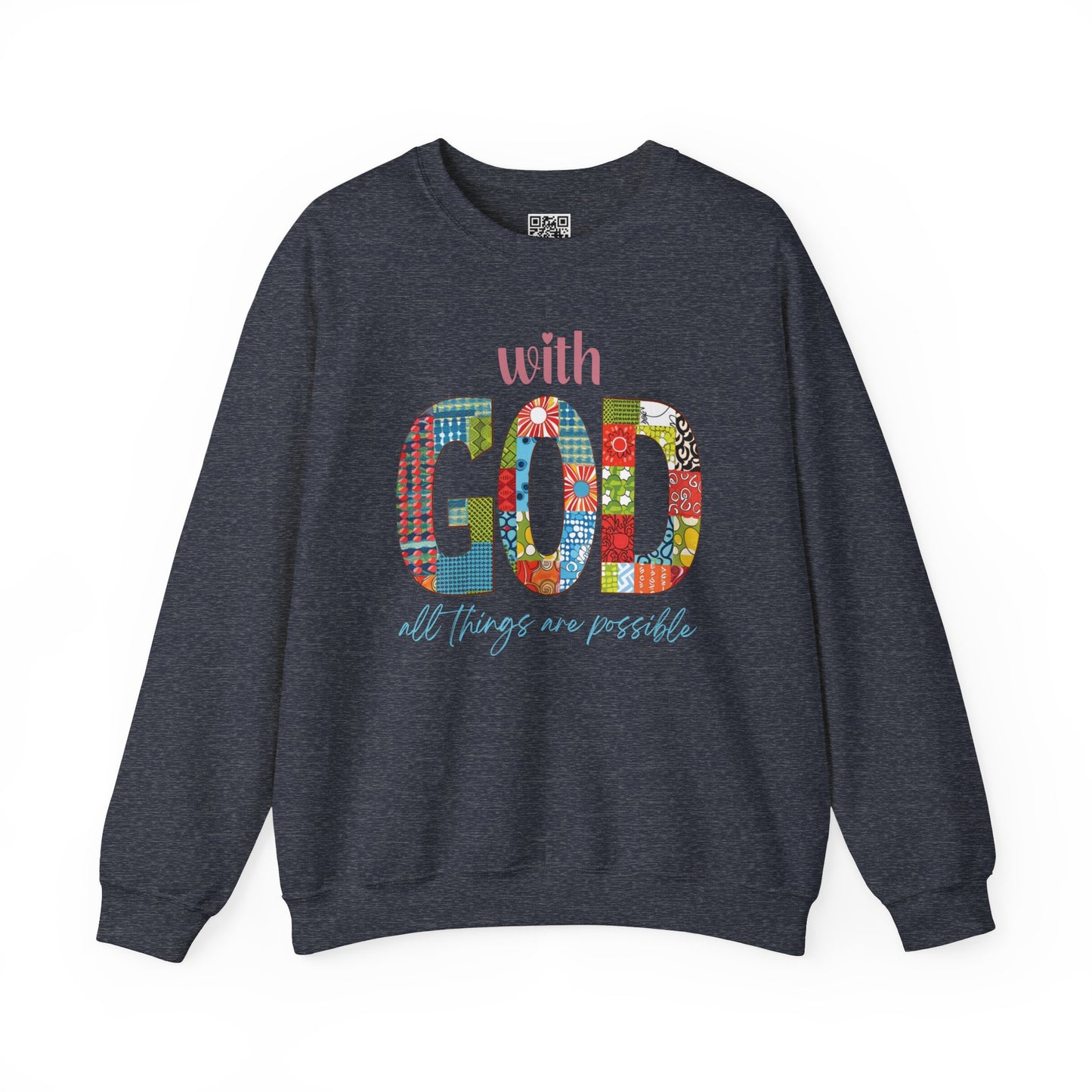 With God all Things are Possible Unisex Heavy Blend Crewneck Sweatshirt, Christian Merch, Christian Streetwear, Ministry Shirt, Faith Based Shirt, Jesus Apparel