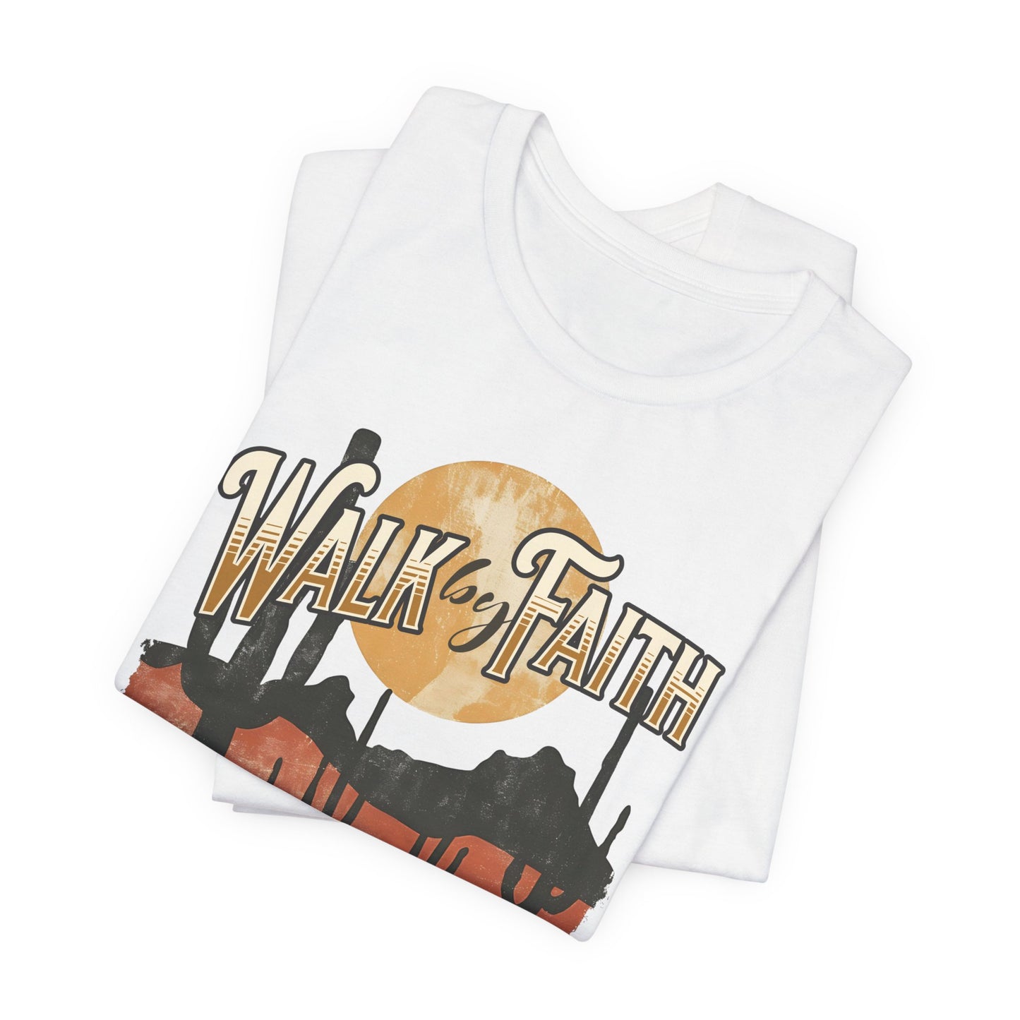 Walk by Faith T-Shirt - Unisex Jersey Short Sleeve Tee, Christian Merch, Christian Streetwear, Faith Based Shirt, Jesus Apparel