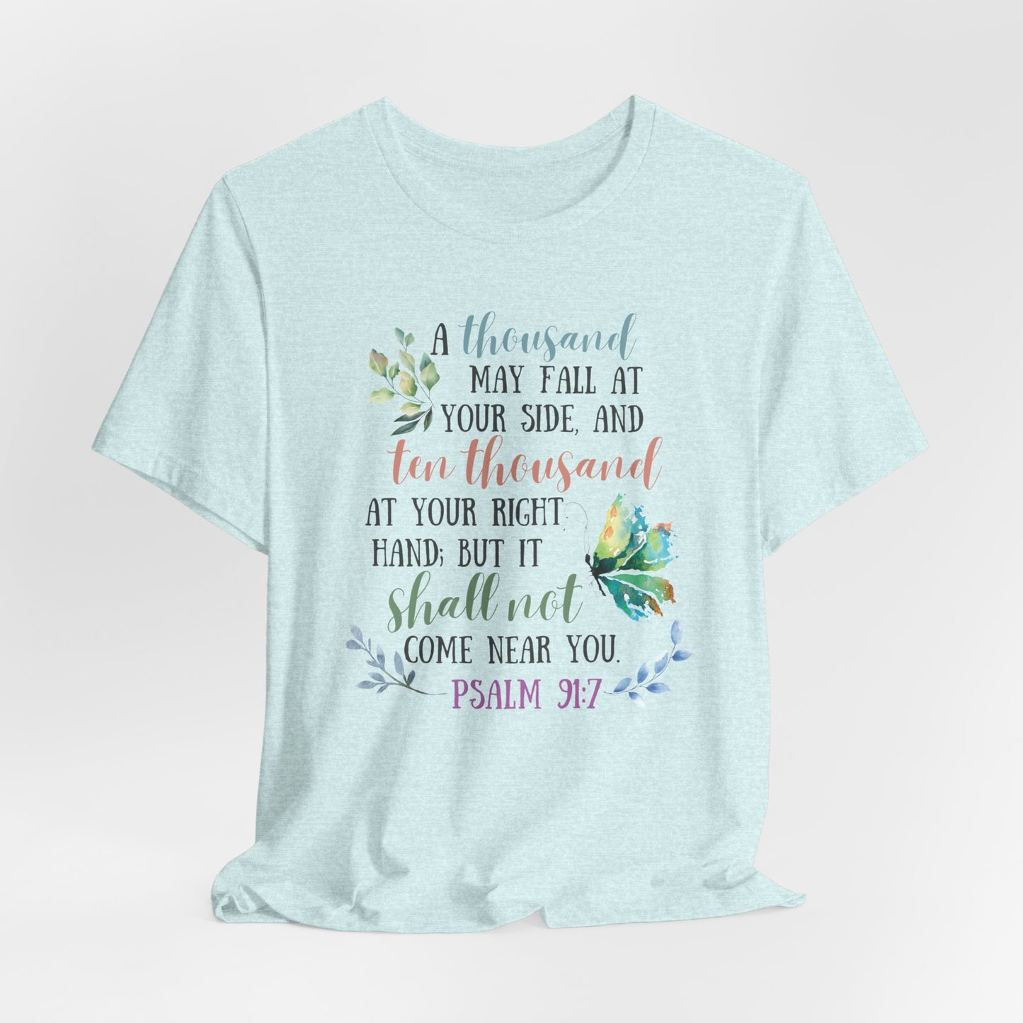 Psalm 91:7 T-shirt - Unisex Jersey Short Sleeve Tee,Christian Merch,Christian Streetwear,Faith Based Shirt,Christian Apparel, Christian Shirts