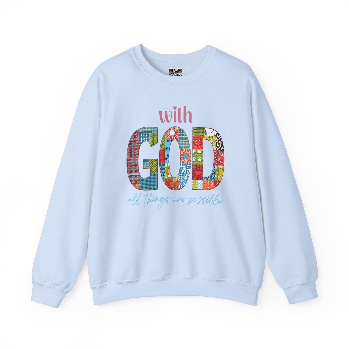 With God all Things are Possible Unisex Heavy Blend Crewneck Sweatshirt, Christian Merch, Christian Streetwear, Ministry Shirt, Faith Based Shirt, Jesus Apparel