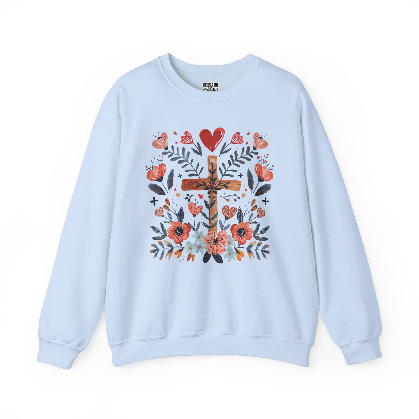 Jesus is Love Cross Design Unisex Heavy Blend Crewneck Sweatshirt, Christian Merch, Christian Streetwear, Ministry Shirt, Faith Based Shirt, Jesus Apparel