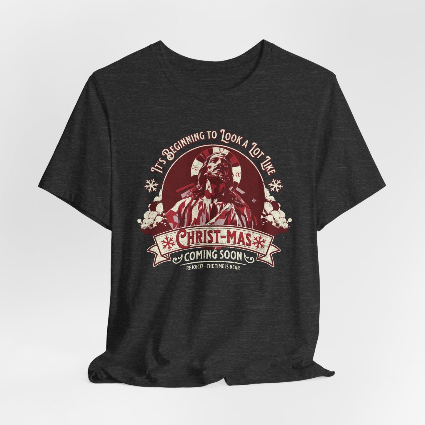 It's Beginning to Look A Lot like Christ-mas T-Shirt - Unisex Jersey Short Sleeve Tee, Christian Merch, Christian Streetwear, Ministry Shirt, Faith Based Shirt, Praise Tee, Jesus Apparel