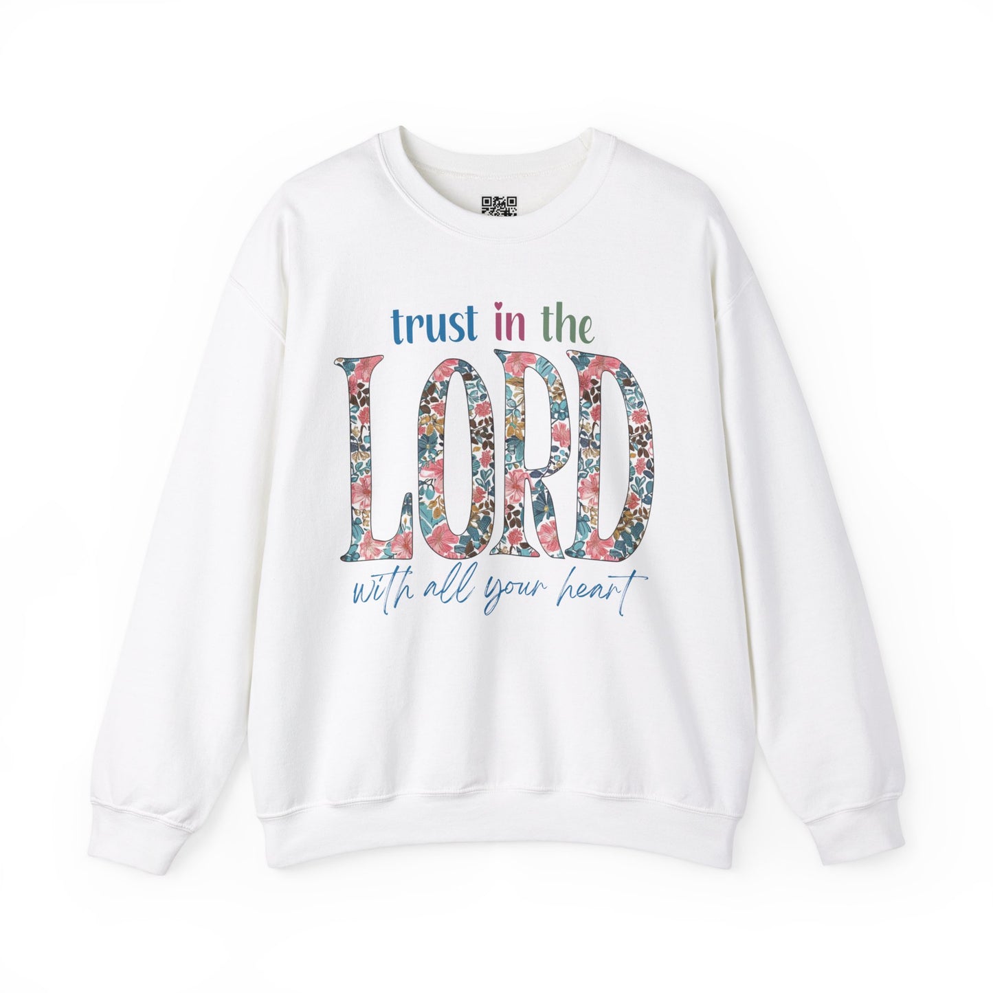 Trust in the Lord with all your Heart Unisex Heavy Blend Crewneck Sweatshirt, Christian Merch, Christian Streetwear, Ministry Shirt, Faith Based Shirt, Jesus Apparel