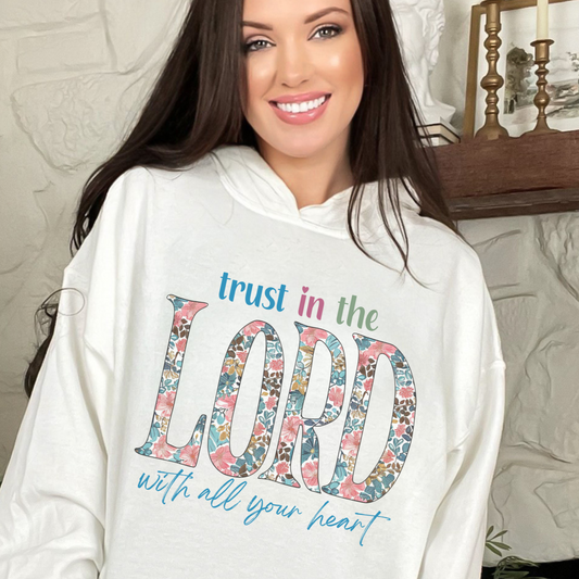 Trust in the Lord with all Your Heart Unisex Heavy Blend™ Hooded Sweatshirt, Christian Merch, Christian Streetwear, Ministry Shirt, Faith Based Shirt, Praise Hoodie